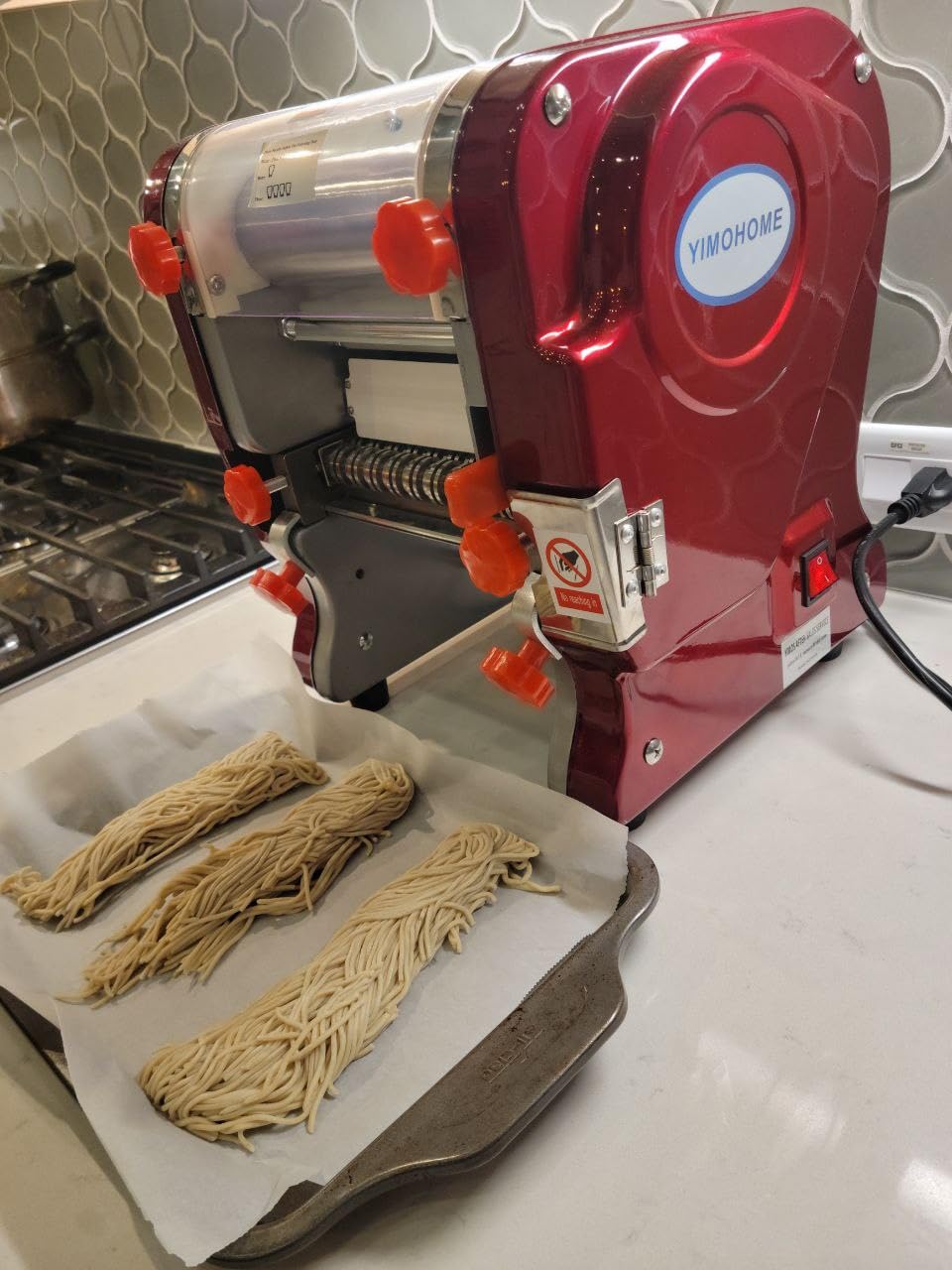 Pasta Maker Machine,Electric Noodle Maker&Dumpling Machine for Commercial&Home Use,Stainless Steel Dual-Cutter No Disassembled-3/9mm Width Noodle/Thickness Dough-Auto Noodle Sheeter customer photo 1