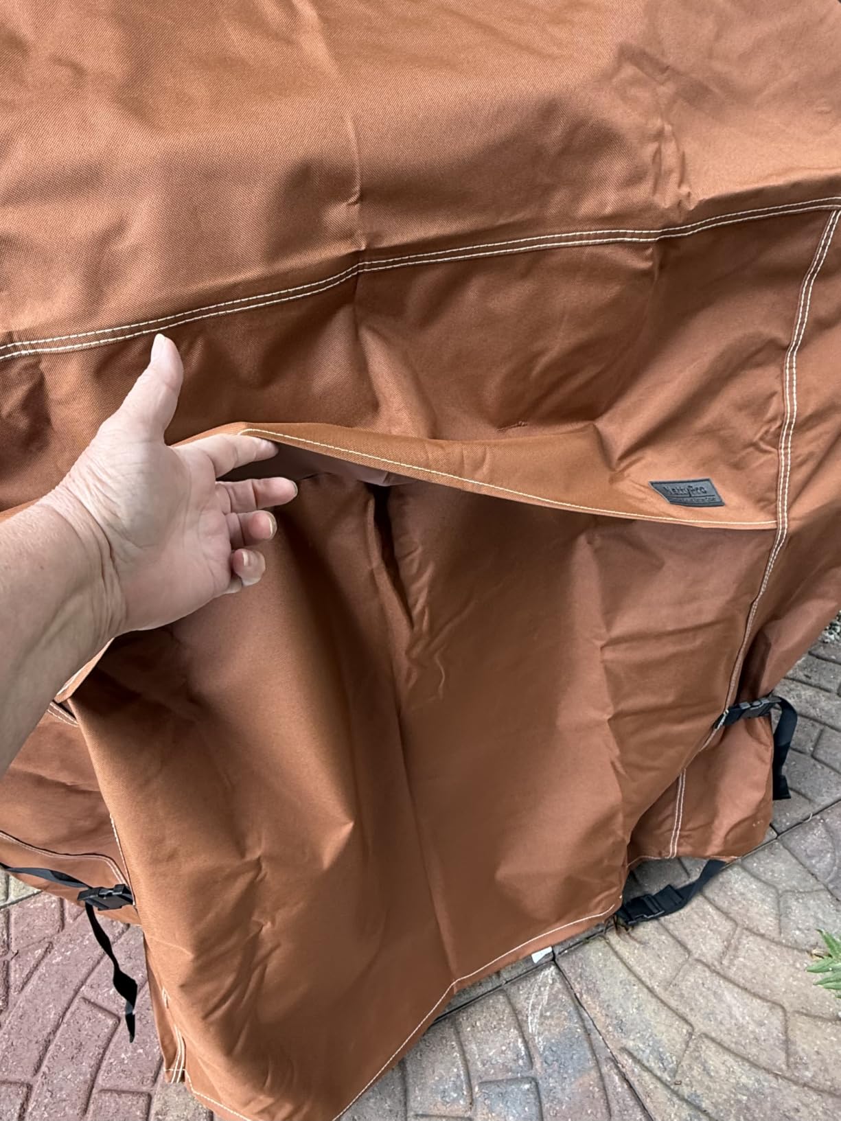 NettyPro Grill Cover for Outdoor Grill 60 inch Waterproof Heavy Duty Gas BBQ Cover for Outside Weber, Char-Broil, Brinkmann, Jenn Air, Nexgrill 3-4 Burners Barbecue, Brown customer photo 2