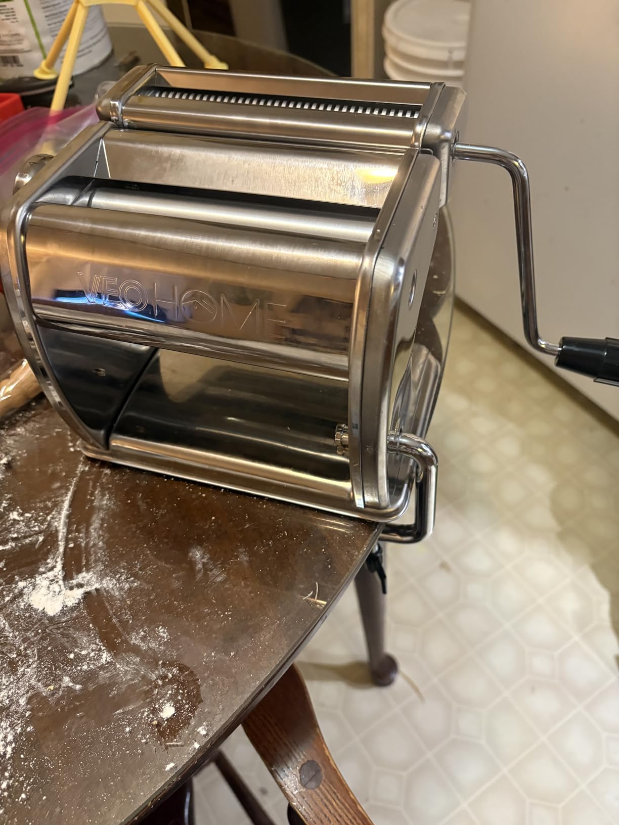 Manual Pasta Maker with Dryer - Multi-Pasta Stainless Steel Italian Flat Dough Machine with Adjustable Setting, Sharp Cutter, and Hand Crank - Fresh Homemade Noodles, Spaghetti, Lasagne | By VeoHome… customer photo 2