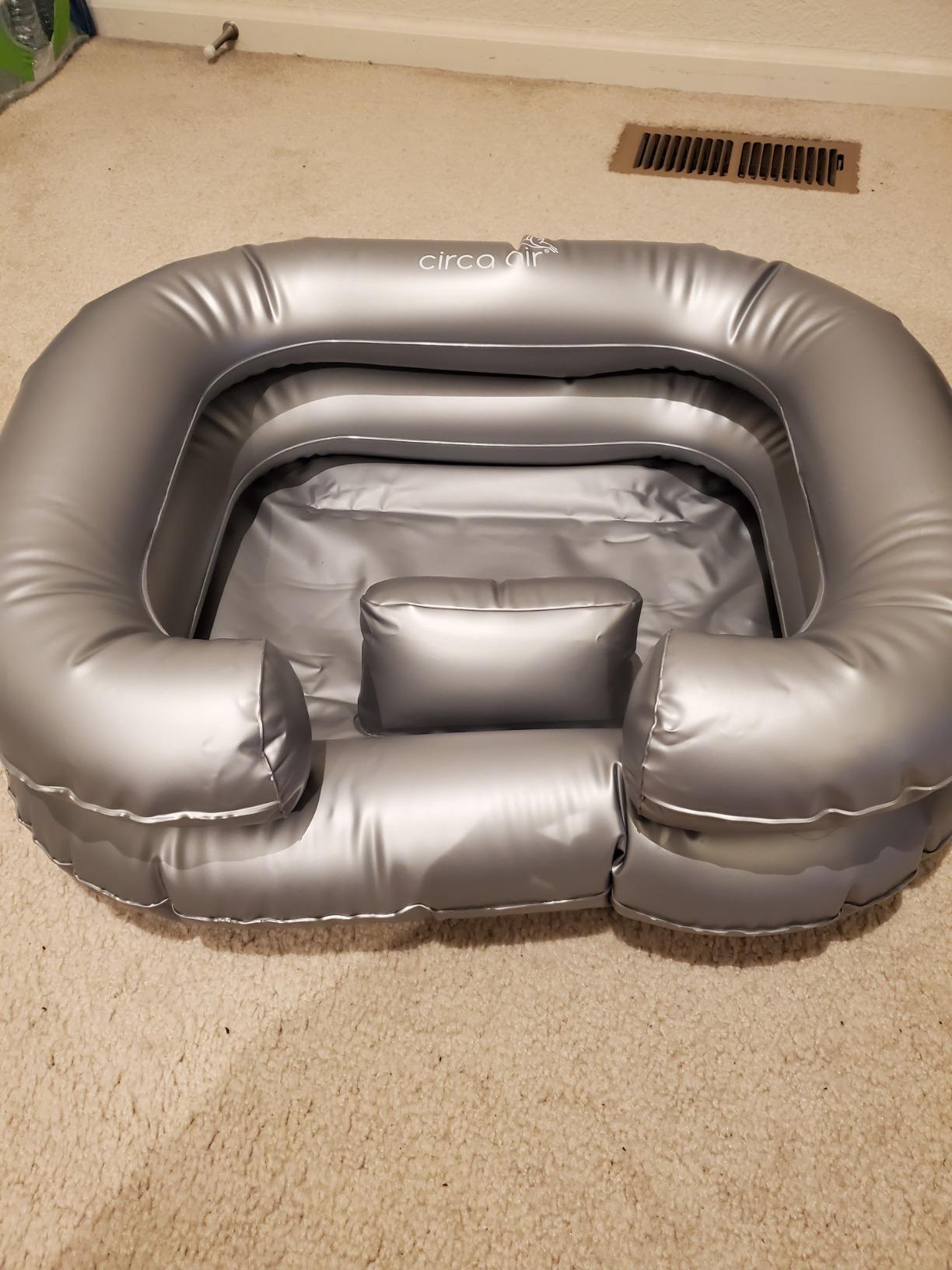 Circa Air Inflatable Hair Washing Basin For Bedridden - Wash Hair In Bed With Shampoo Basin. Portable Shampoo Bowl With Pillow For Extra Comfort. The Perfect Inflatable Sink For Locs Detox customer photo 2