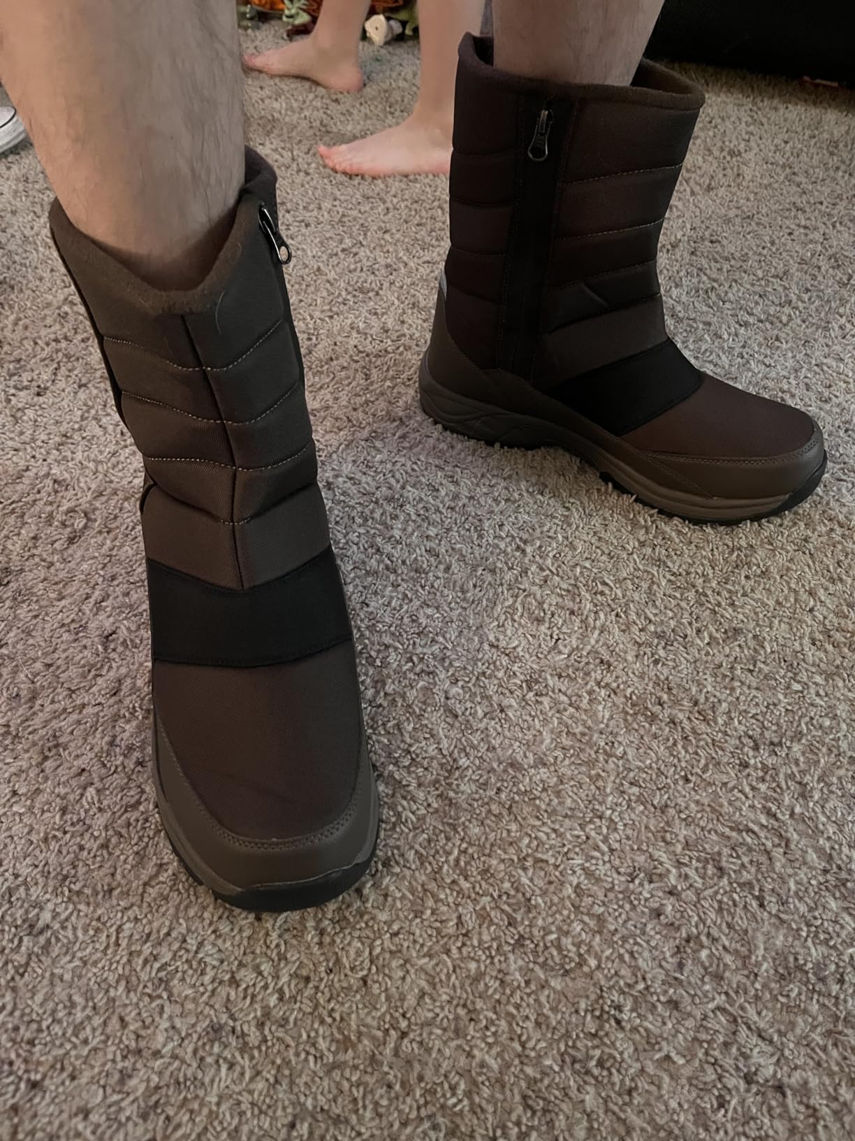 SILENTCARE Mens Winter Mid-Calf Snow Boot Fur Warm Waterproof Slip On Outdoor Athletic customer photo 1