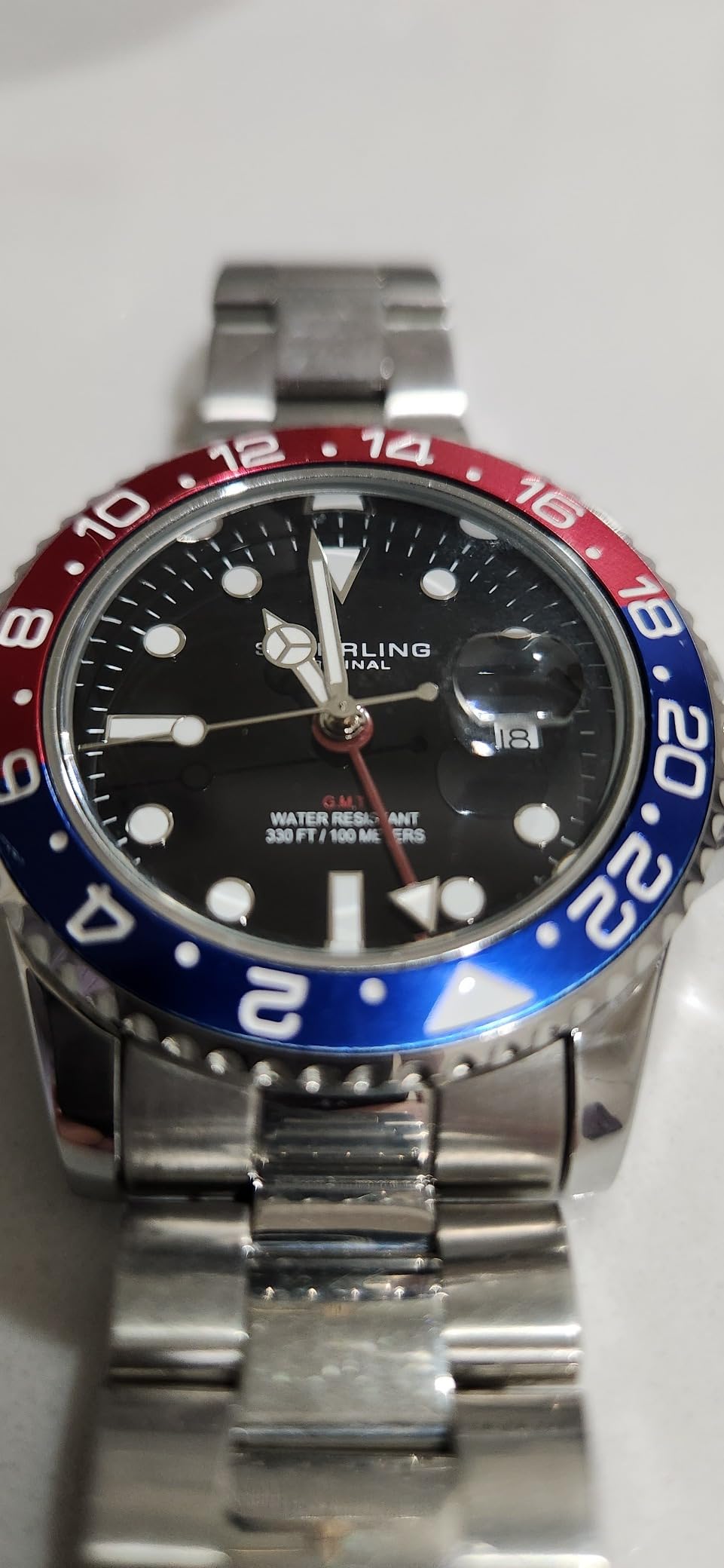 Stuhrling Original Men's Stainless Steel GMT Watch Quartz - 42mm Quartz Analog Wrist Watch for Men, Mens Quartz Watch, Stainless Steel Case, Casual Work Watch, Water Resistant Watch customer photo 1