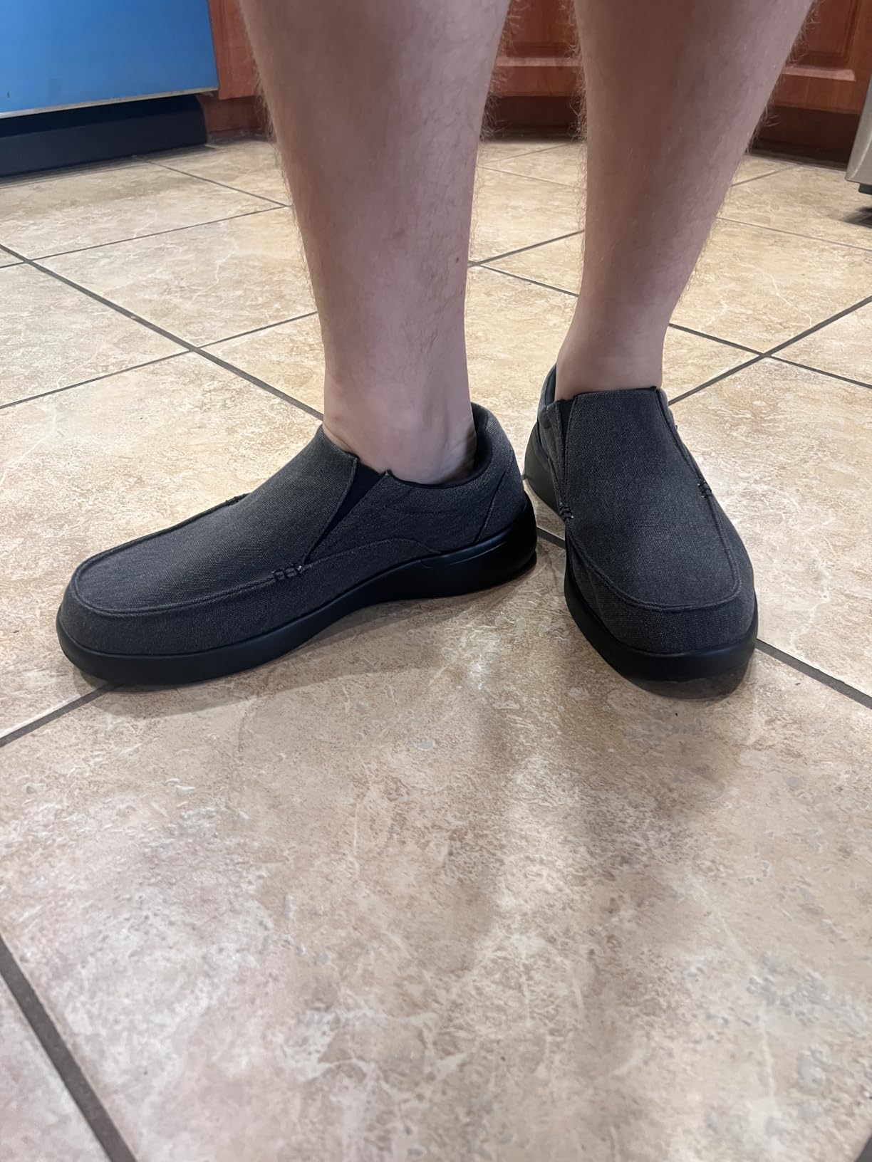 OrthoComfoot Men's Orthopedic Comfortable Slip-On Shoes with Arch Support, Orthotic Loafers for Plantar Fasciitis, Canvas Leisure Vintage Flat Walking Shoes for Foot and Heel Pain Relief customer photo 2