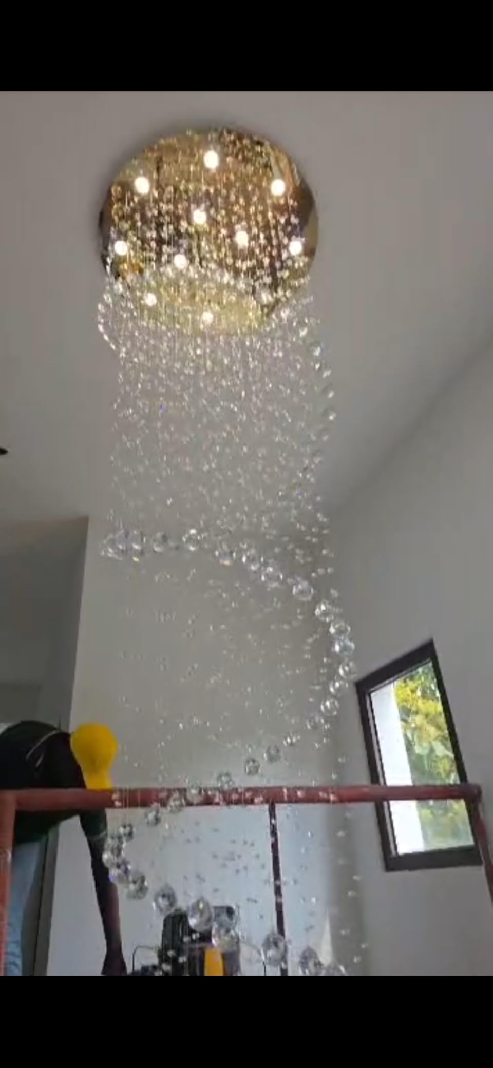 HAIXIANG 118inch Modern Crystal Chandelier for High Ceiling Living Room Foyer Crystal Raindrop Pendant Light Dimmable Lighting with Remote Straircase Fixture LED Bulbs customer photo 1