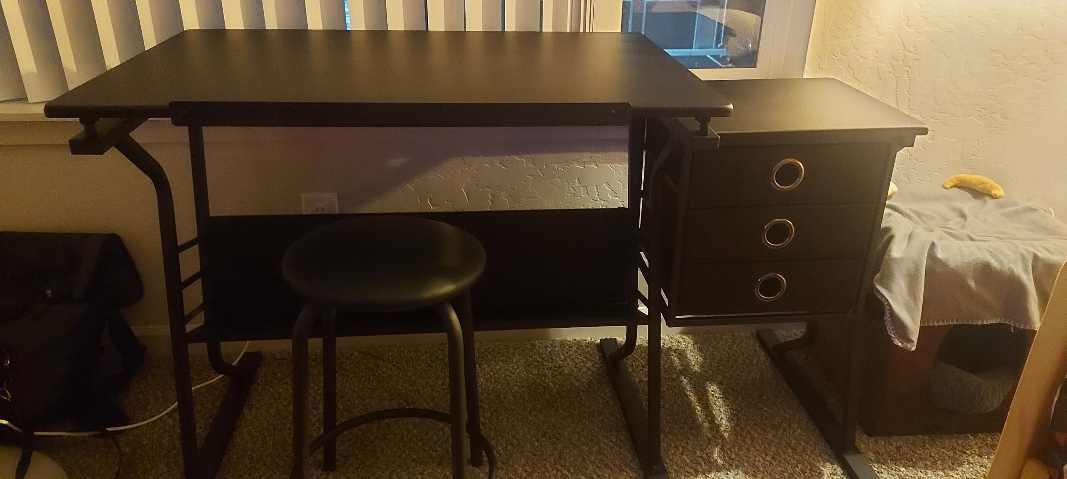 Yaheetech Tilting Drafting Table Art Craft Desk with Stool, Drawers, Black customer photo 2