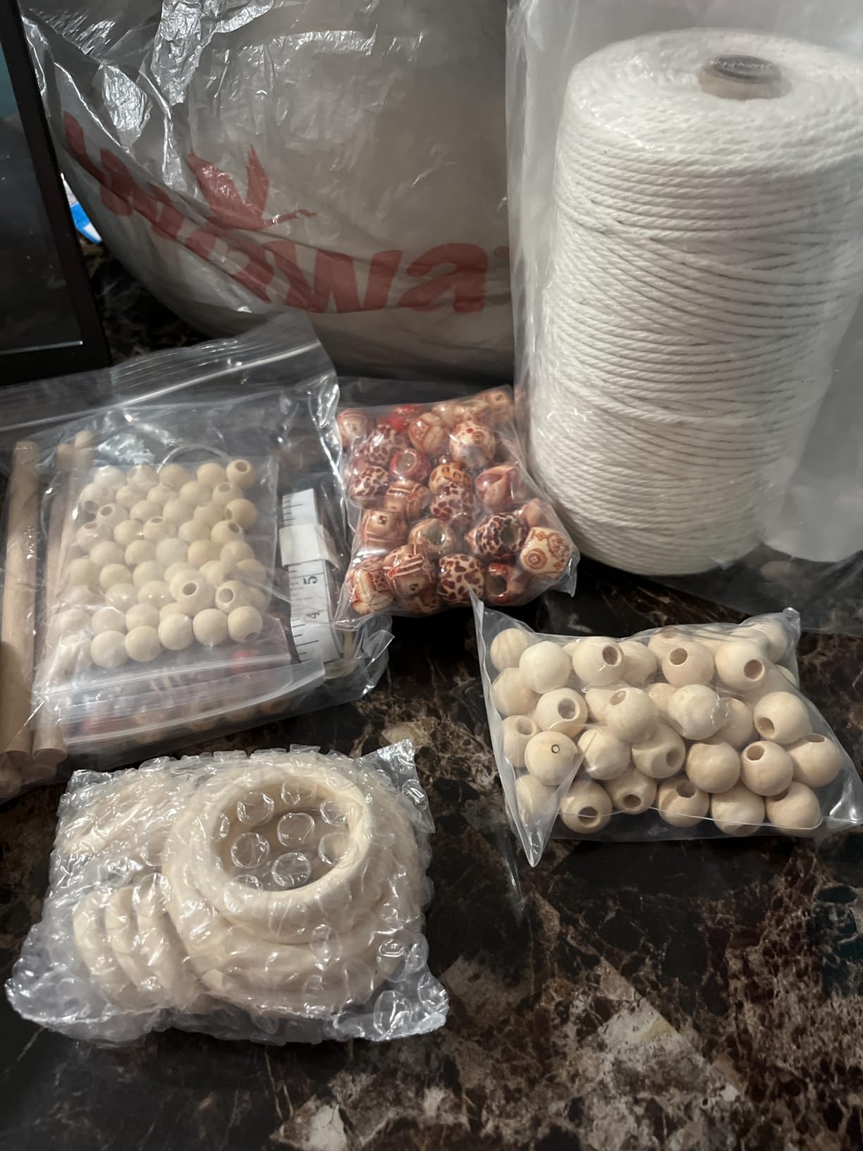 Macrame Kit for Beginners 227pcs – Macrame Wall Hanging Kit & Plant Hanger Kit, 225Y 3mm Cotton Cord, Wooden Beads Dowels Rings, DIY Craft Kit for Adults, Macrame Starter Kit Supplies customer photo 2