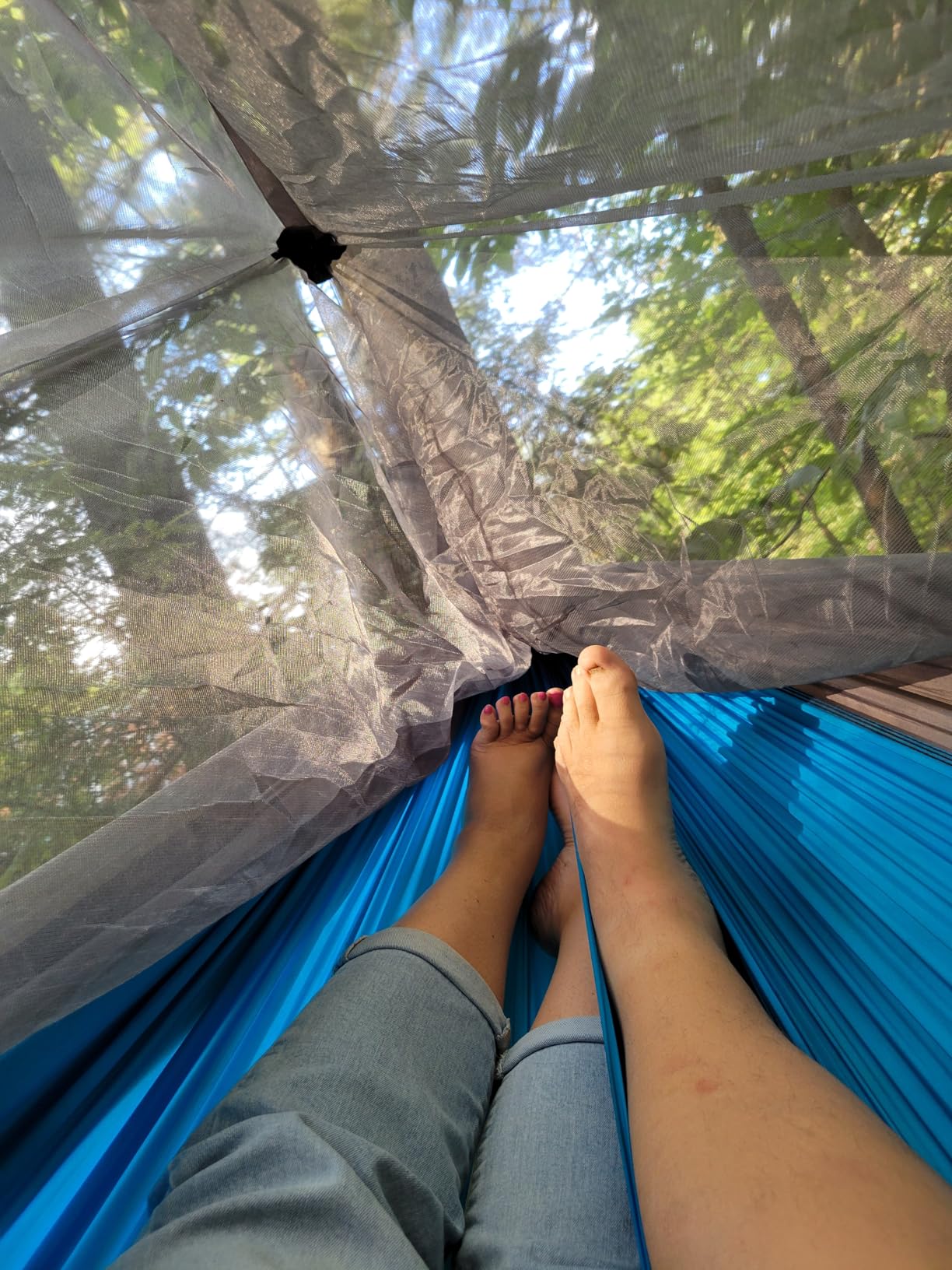 Camping Hammock with Net,Portable Lightweight Double Hammocks with Tree Straps and Solid D-Shape Hanging Hooks,Parachute Nylon Hammock for Backpacking Beach Backyard Patio Hiking customer photo 1