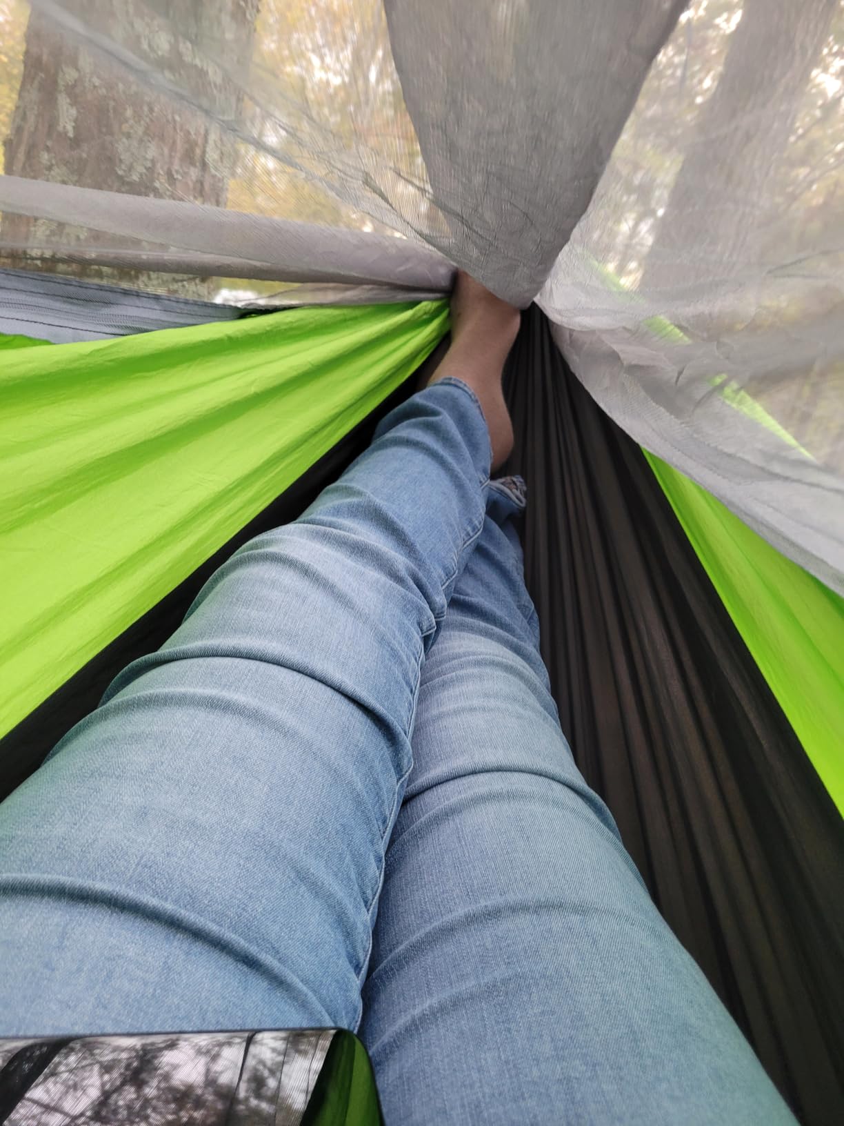 Camping Hammock with Net,Portable Lightweight Double Hammocks with Tree Straps and Solid D-Shape Hanging Hooks,Parachute Nylon Hammock for Backpacking Beach Backyard Patio Hiking customer photo 2
