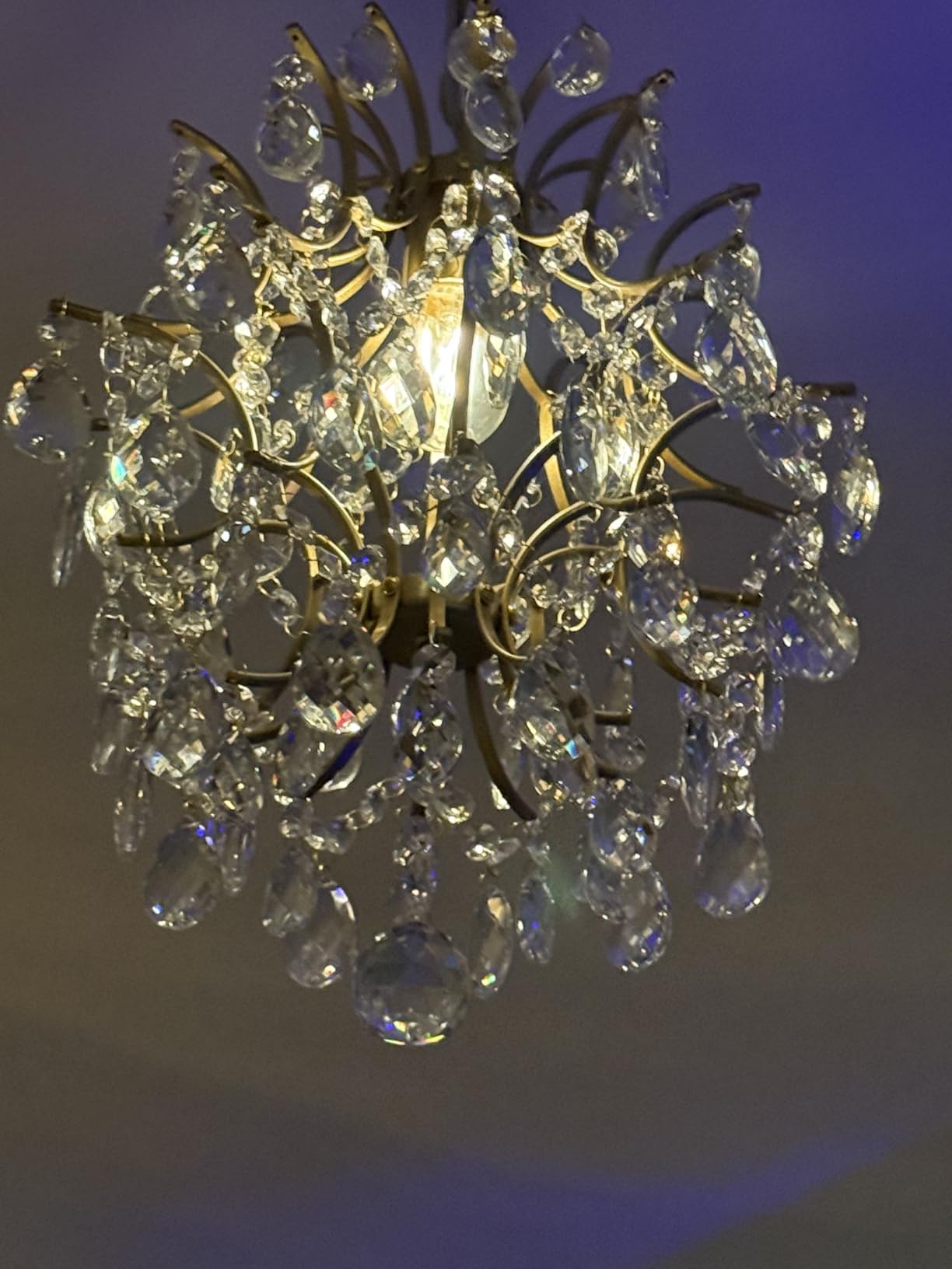 Bestier Modern Gold Pendant Chandelier Crystal Raindrop Lighting Ceiling Light Fixture Lamp for Dining Room Bathroom Bedroom Livingroom entryway 3 E12 Bulbs Required D16 in x H18 in customer photo 2