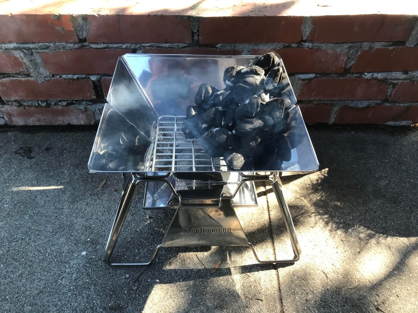 CAMPINGMOON Portable Fire Pit Grill 14 Inch Stainless Steel MT-2 customer photo 1