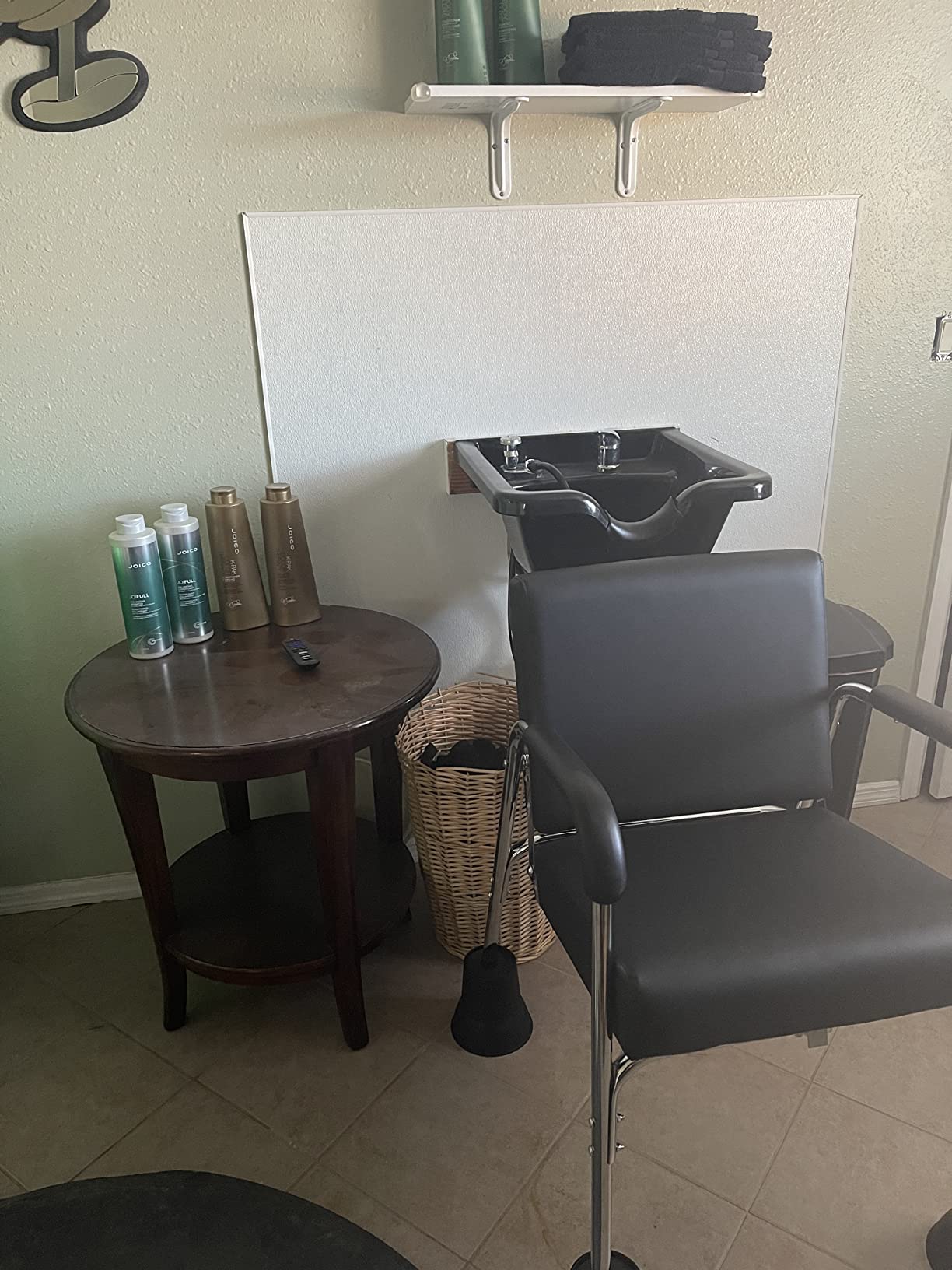 Salon Shampoo Chair Barber Chair Auto Reclining Barber, Extra Thick Seat and Durable Steel Construction, Salon Equipment Chairs for Hair Stylist,Black customer photo 1