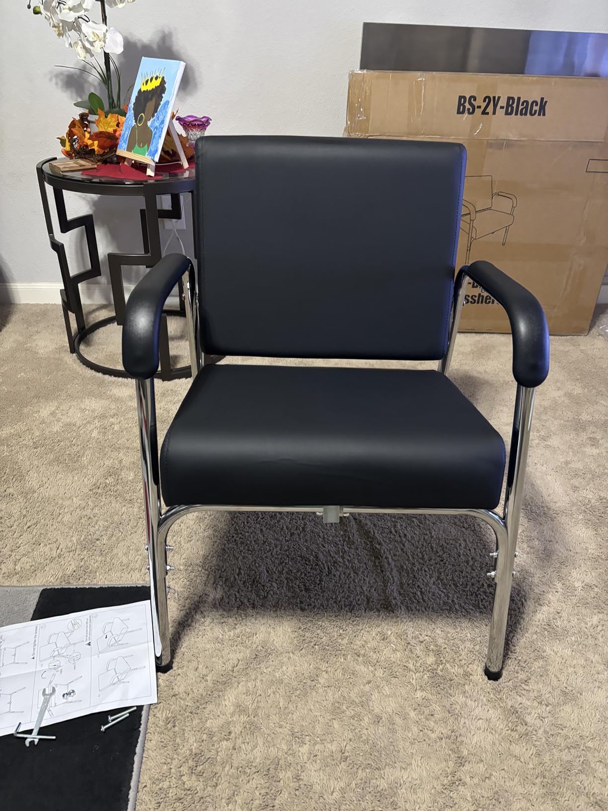 Salon Shampoo Chair Barber Chair Auto Reclining Barber, Extra Thick Seat and Durable Steel Construction, Salon Equipment Chairs for Hair Stylist,Black customer photo 2