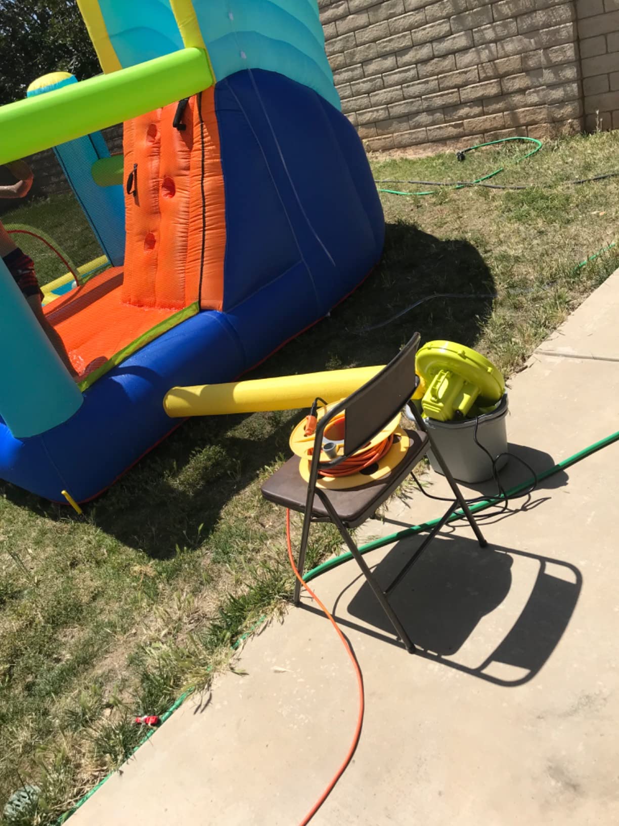 FBSPORT Inflatable Bounce House, Water Slide Park Slide Bouncer with Ball Shooting, Climbing Wall, Jumping and Splash Pool, Kids Bouncy Castle with 450W Air Blower for Outdoor Backyard customer photo 2