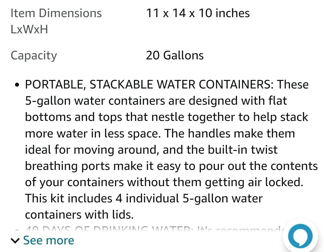 5-Gallon Stackable Water Storage Containers, Emergency Water Storage for Camping and Disaster Preparedness, 30 Gallons customer photo 1