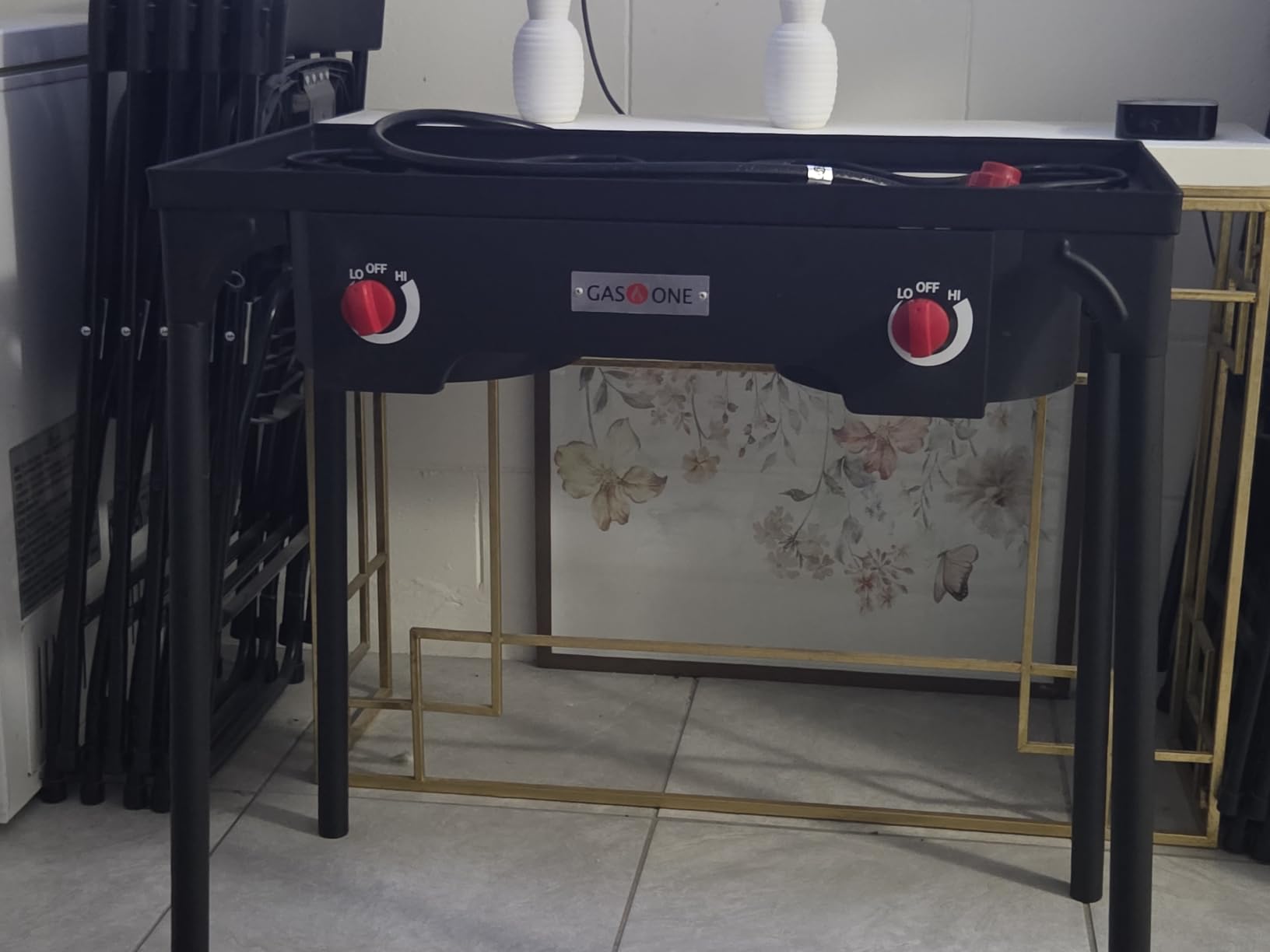 Gas One Propane Double Burner Two Burner Camp Stove Outdoor High Pressure Propane 2 Burner Adjustable PSI Regulator and 4ft Hose With Removable Legs customer photo 2