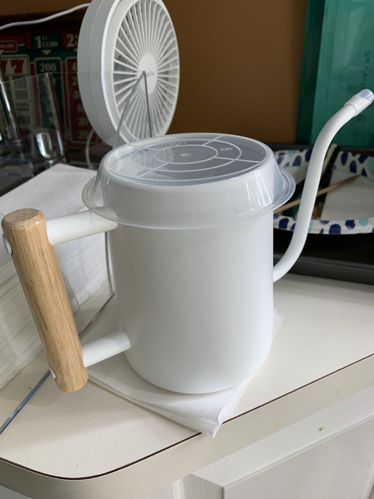 Metal Small Indoor Watering Can with Long Spout & Real Wood Handle, 35oz customer photo 2