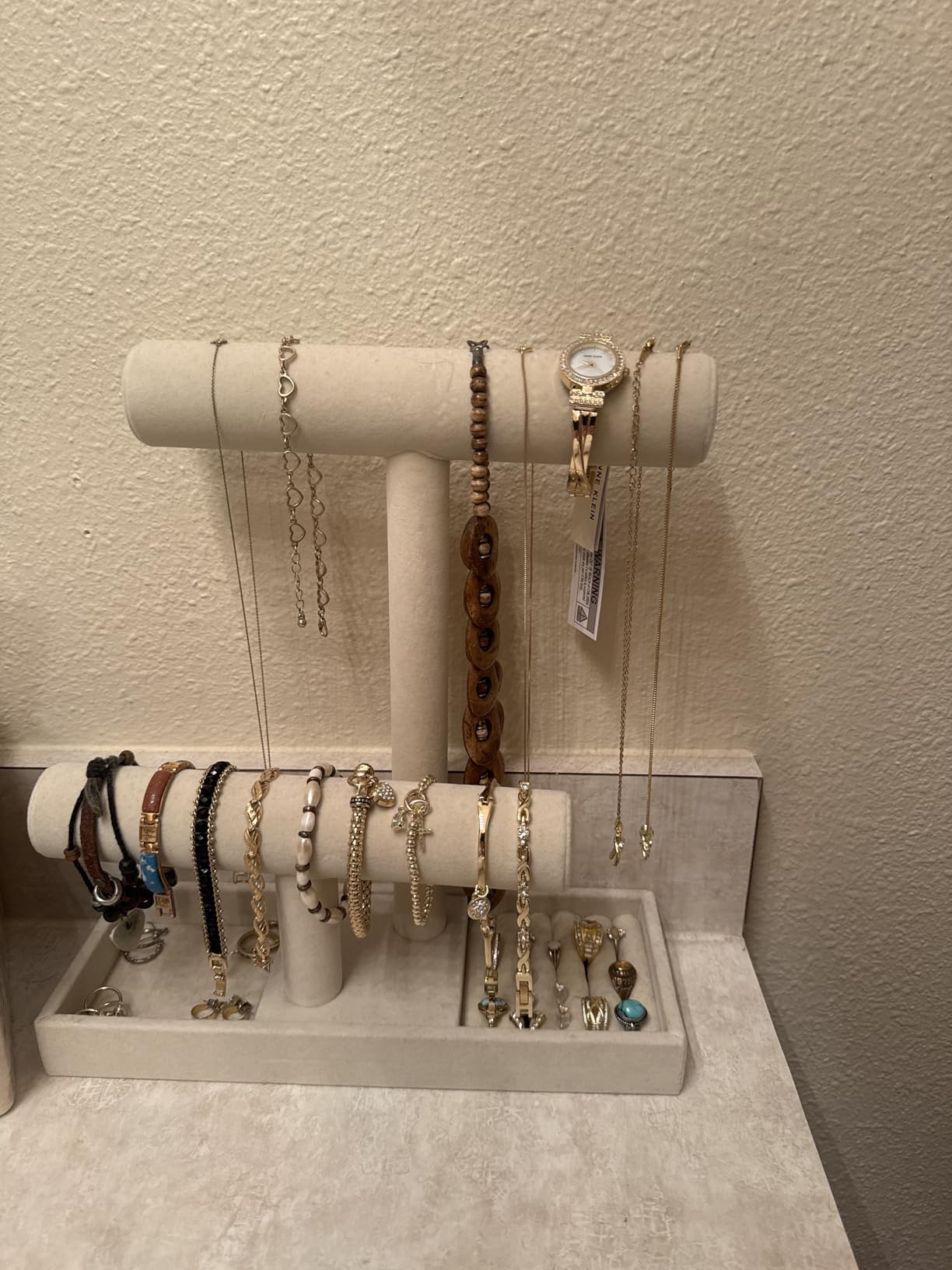 ByKen 2 Tier Jewelry Holder,Necklace Bracelet Organizer Stand (Black) customer photo 1