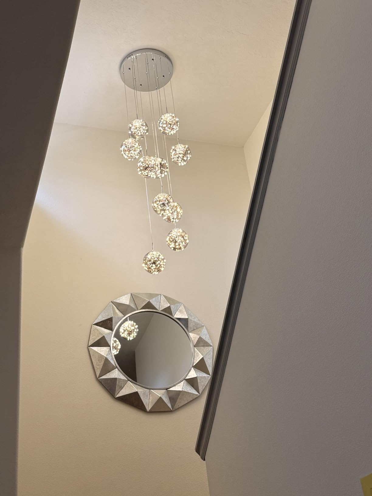 15-Light Foyer Chandeliers for High Ceilings LED Staircase Chandelier Large Chandeliers for High Ceilings, Entryway Modern Lighting Fixture Villas and Stairs, Adjustable Length 23