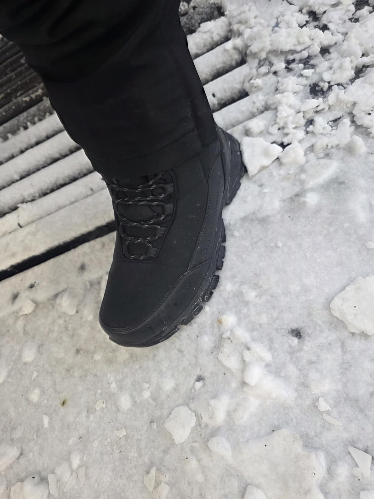 SHULOOK Men's Snow Boots Waterproof Warm Fur Lined Winter Hiking Boot Non-slip Outdoor Ankle High-top Shoes Work Hiker Trekking Trail customer photo 2