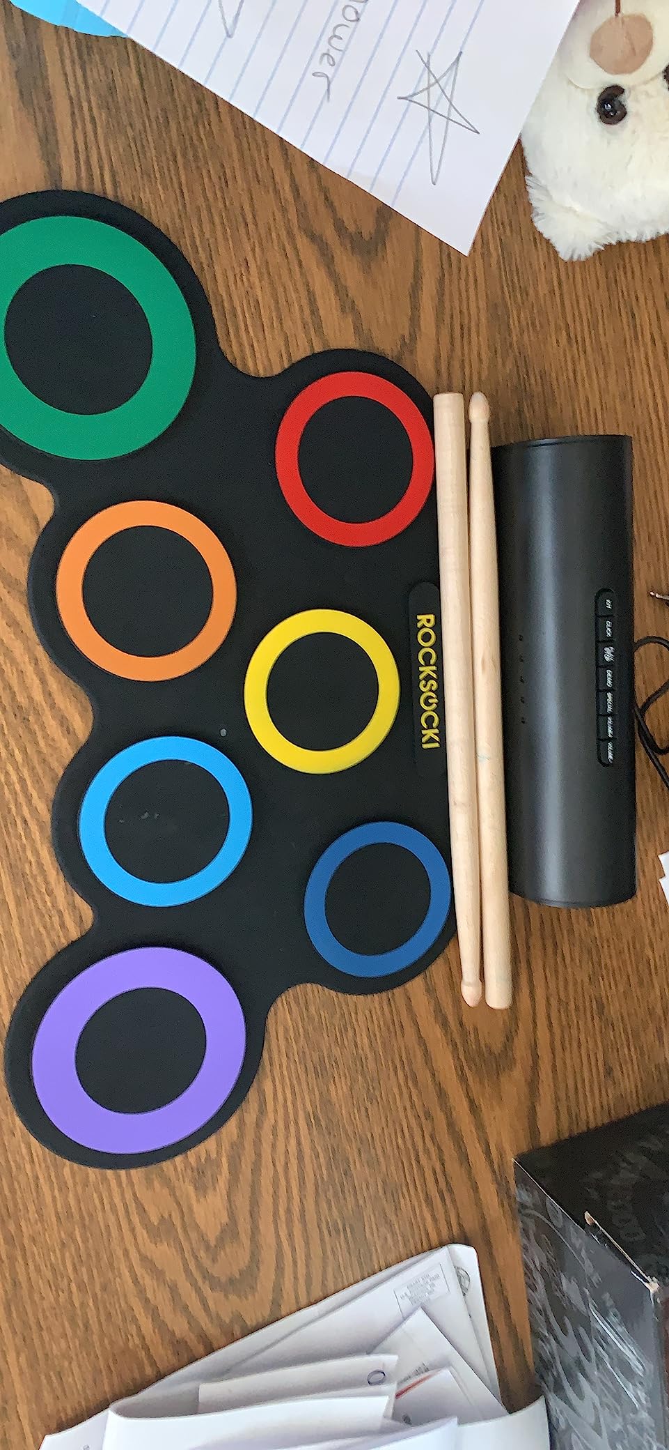 ROCKSOCKI Electric Drum Set, 7-Pad Electronic Drum Set with Headphone Included, Roll-up Drum Pad For Kids, Great Holiday Xmas Birthday Gift (Dual Speakers) customer photo 1