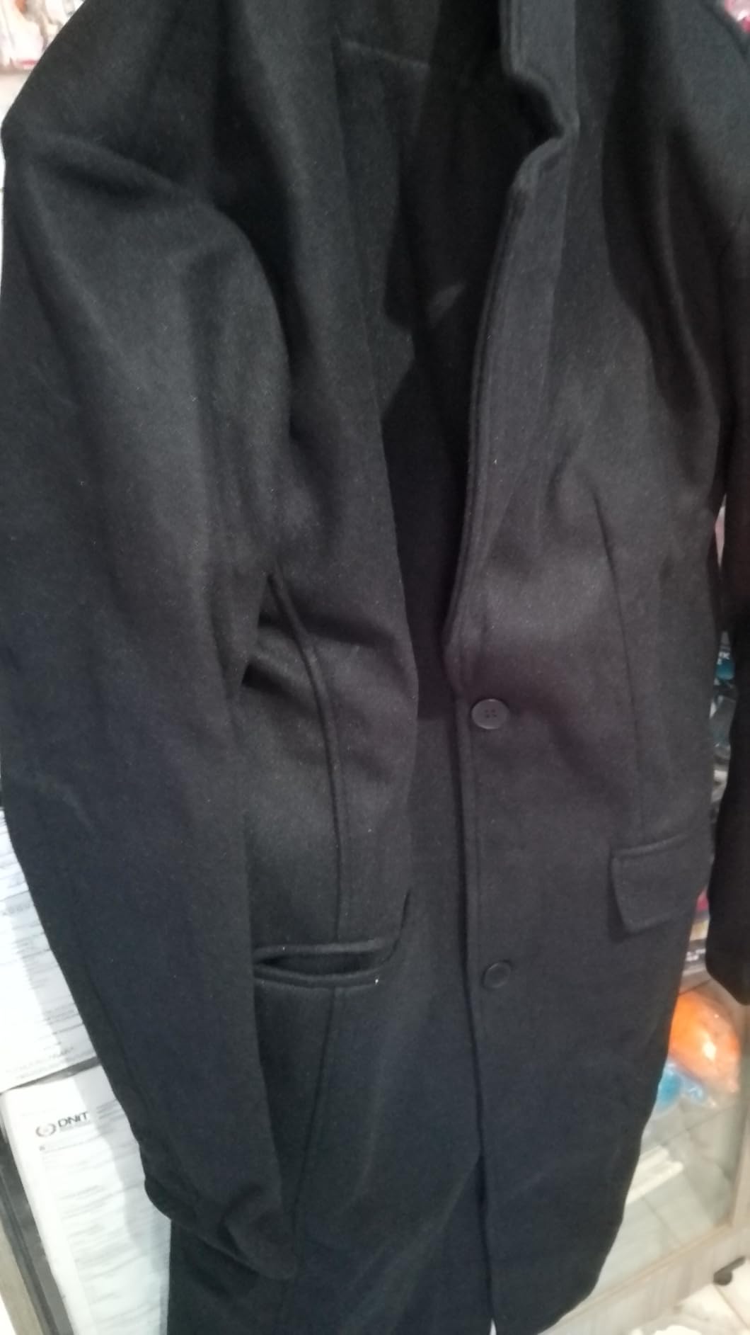 SOMTHRON Mens Trench Coat Single Breasted Long Pea Coat Overcoat customer photo 1