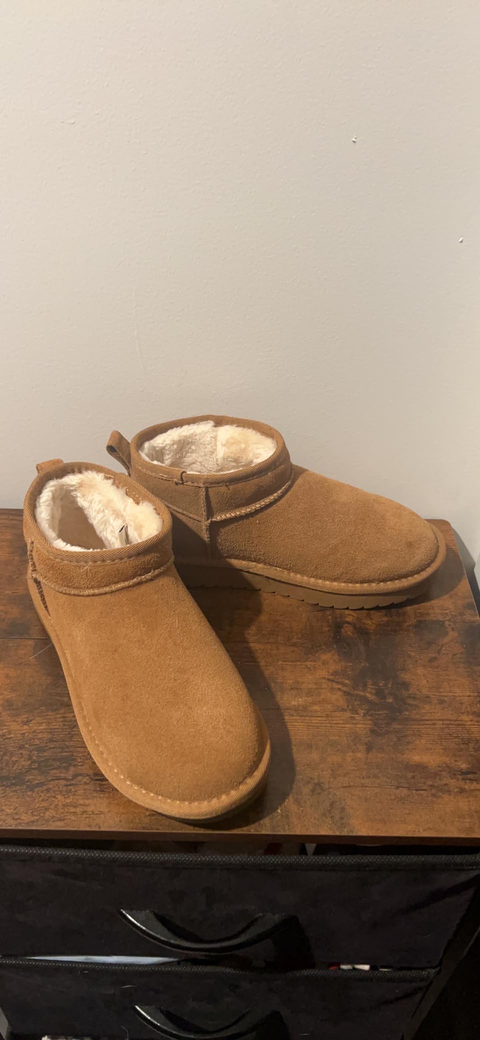 CUSHIONAIRE Hip-3 Genuine Suede Leather Ankle Boots for Women – Pull On Cozy Faux Fur Boots Womens Shoes with Comfortable Memory Foam customer photo 2