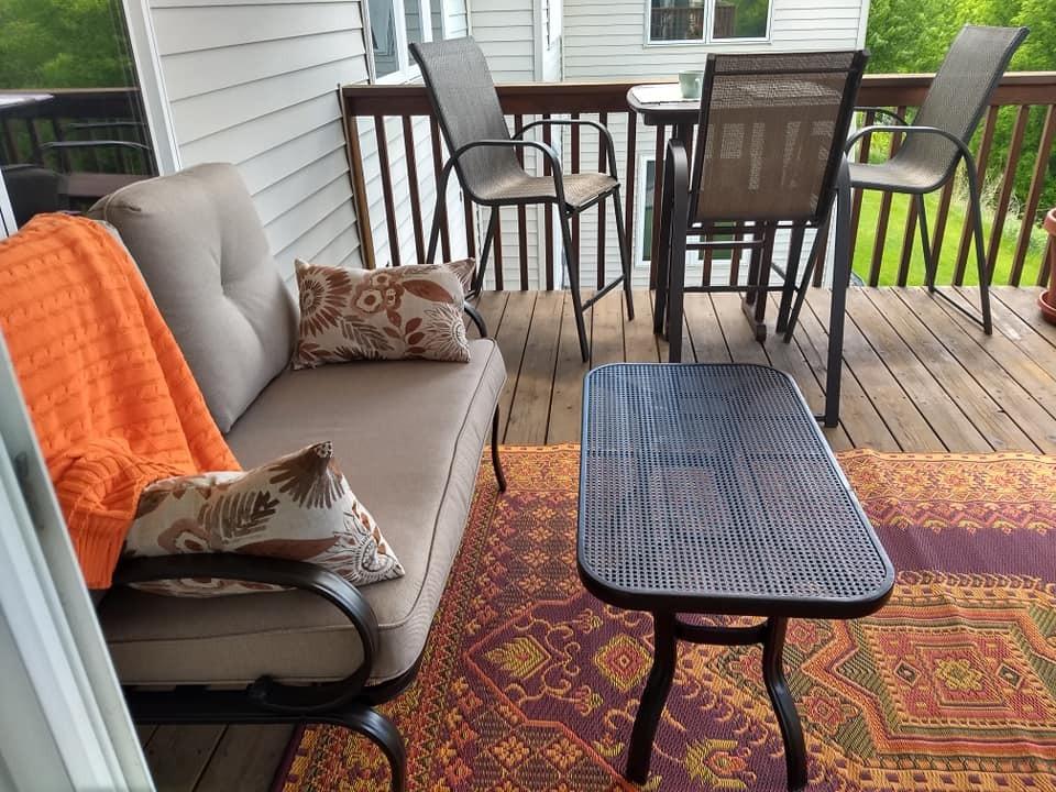 Giantex Patio Loveseat with Coffee Table Outdoor Bench with Cushion and Metal Frame, Loveseat Porch Furniture Set Sofa for Garden, Yard, Patio or Poolside customer photo 2