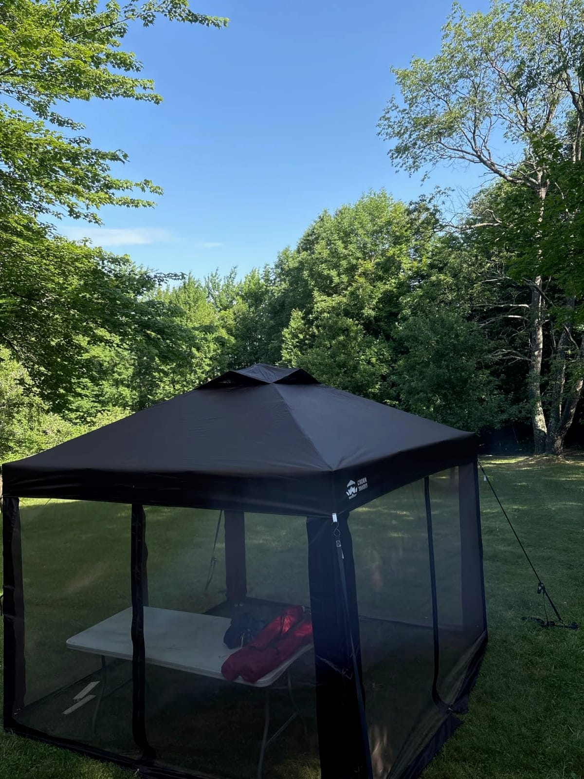 CROWN SHADES Gazebo 10x10 Pop Up Canopy with Mosquito Netting, Beige customer photo 1