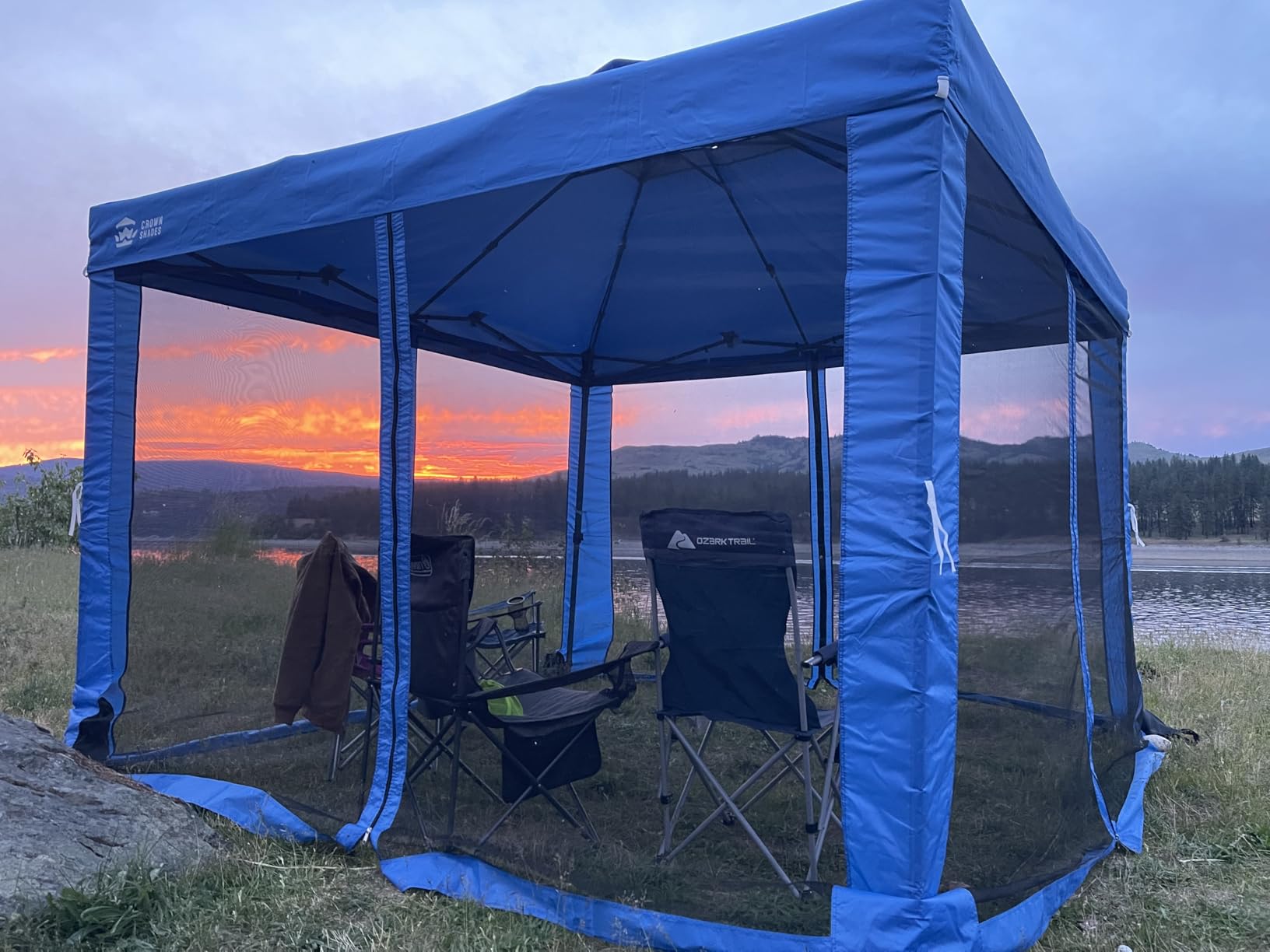 CROWN SHADES Gazebo 10x10 Pop Up Canopy with Mosquito Netting, Beige customer photo 2