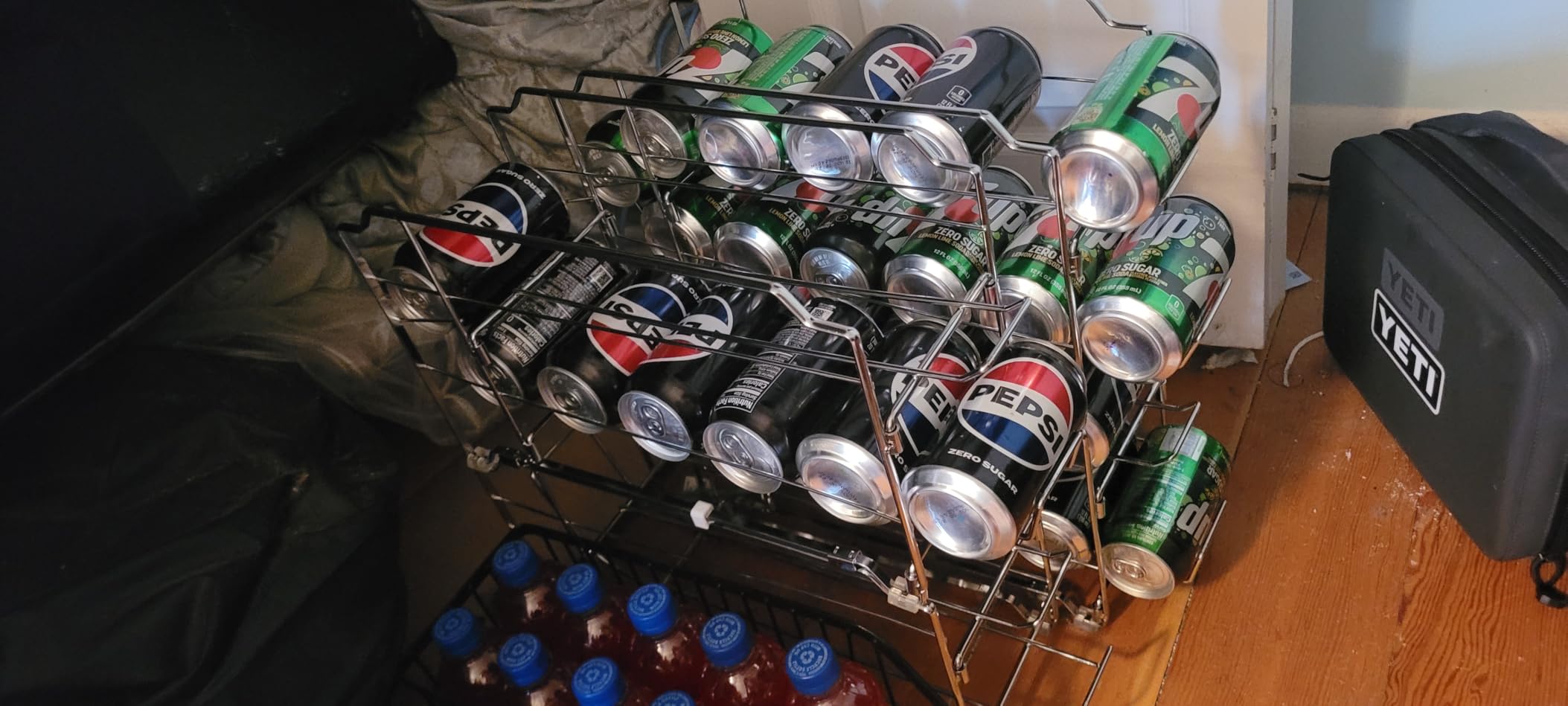 Simple Houseware 4-Pack Soda Can Stackable Rack Dispenser Organizer, White customer photo 2