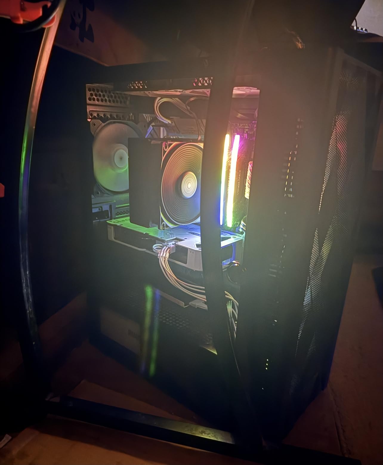 MUSETEX ATX PC Case Pre-Install 6 PWM ARGB Fans, Polygonal Mesh Computer Gaming Case, Opening Tempered Glass Side Panel Mid-Tower Case, USB 3.0 x 2, Black, NN8 customer photo 2