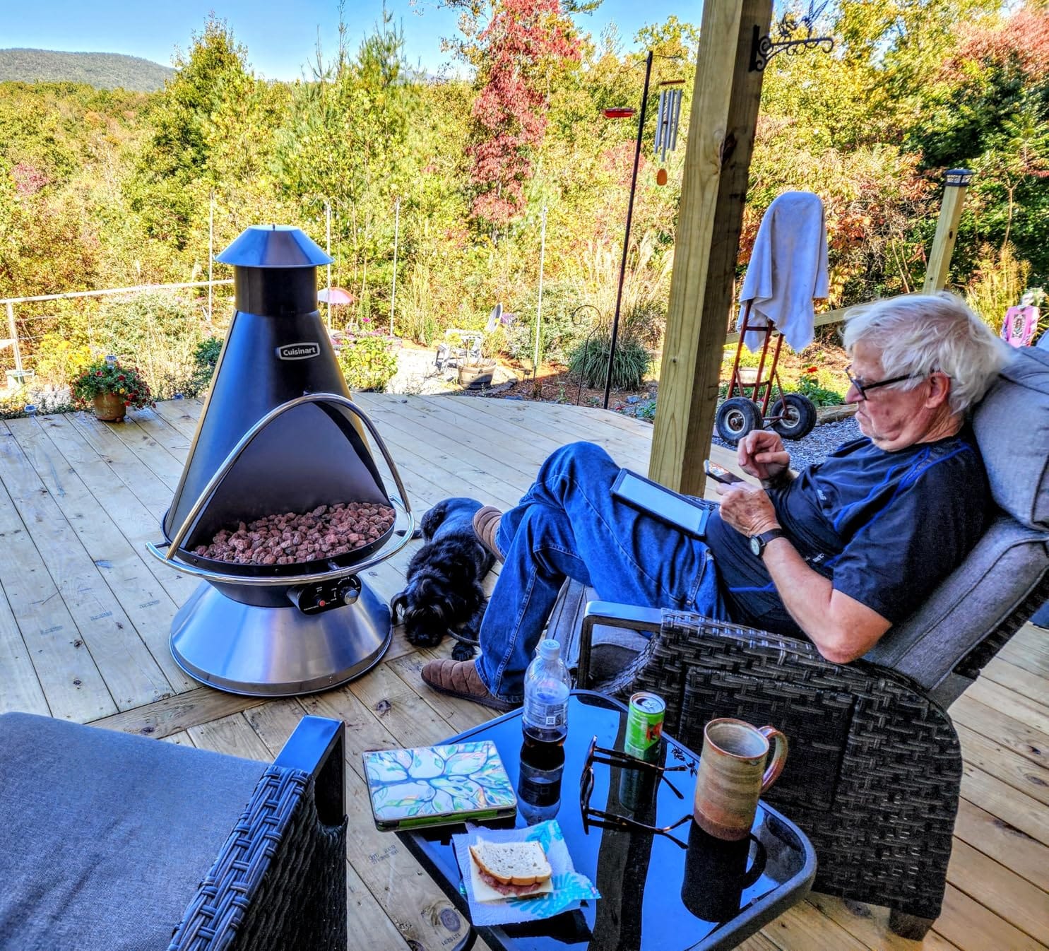 Cuisinart Chimenea Propane Fire Pit, 40,000 BTU Adjustable Gas Fire Pit for Patios, Includes Lava Rocks, Directional Heat Shield and Push to Start Ignition, Perfect for Backyards, Decks, and Patios customer photo 1