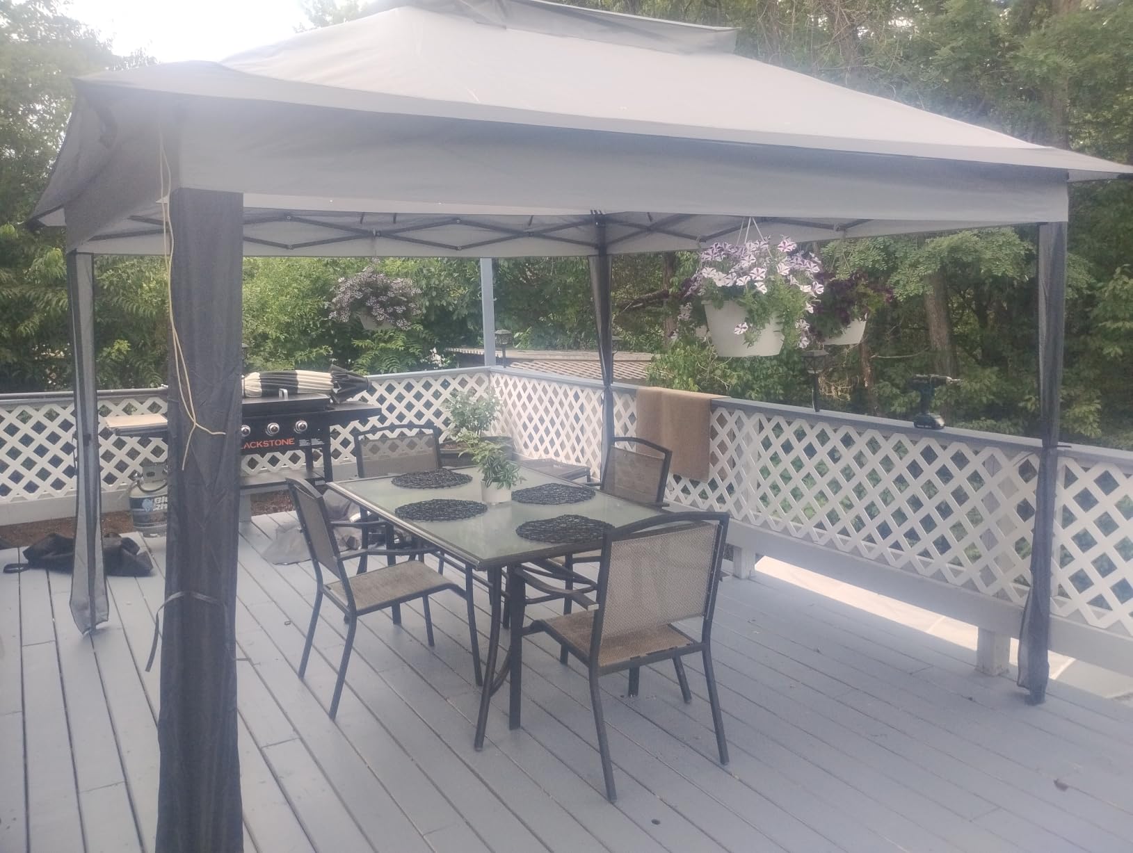 MASTERCANOPY 11x11 ft Pop Up Gazebo with Netting Screen Walls, Champagne customer photo 2