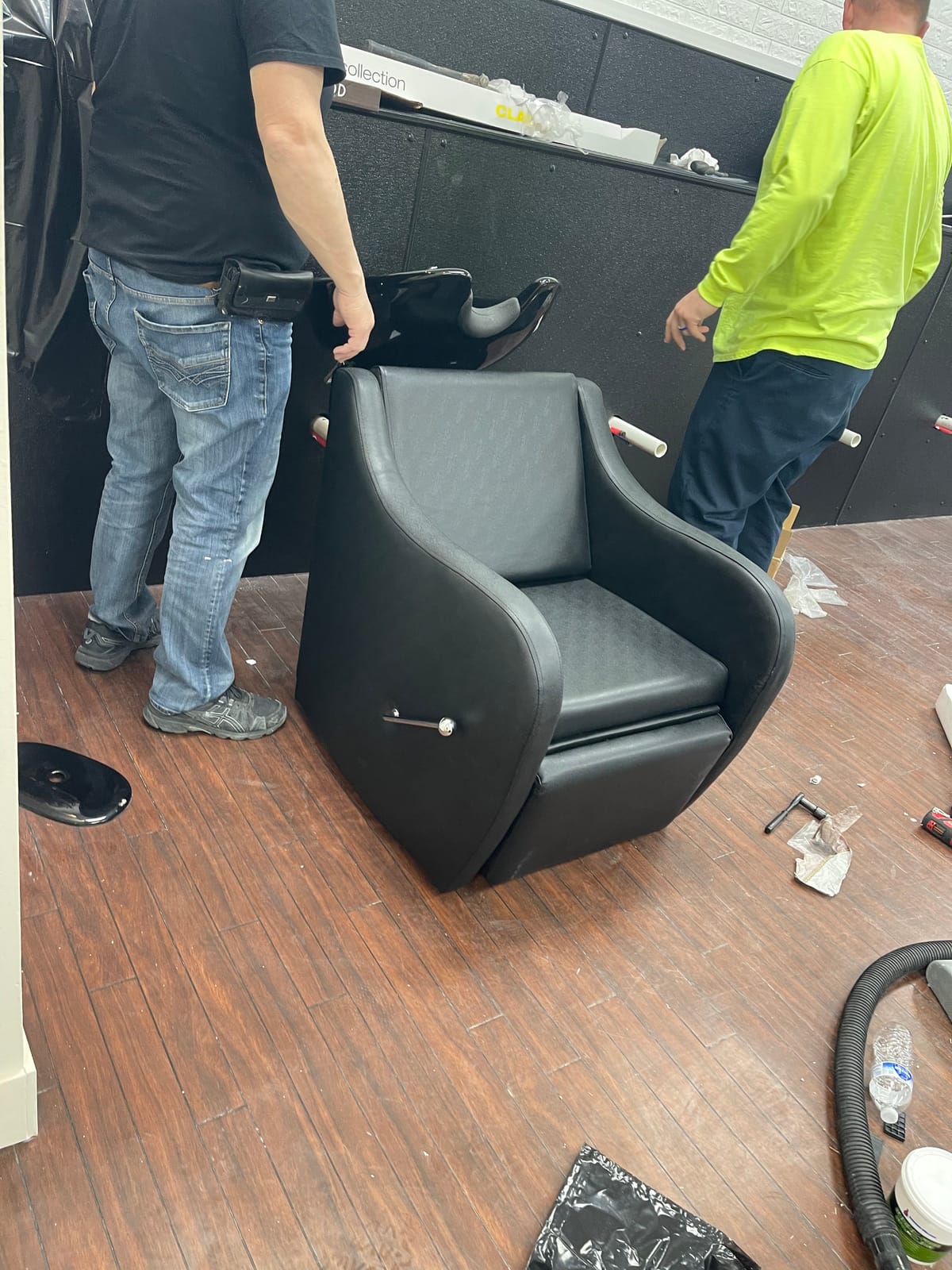OmySalon Backwash Shampoo Unit for Salon, Hair Washing Station with Ceramic Bowl Adjustable Footrest, Chair Sink Barber Shop Beauty Equipment customer photo 1