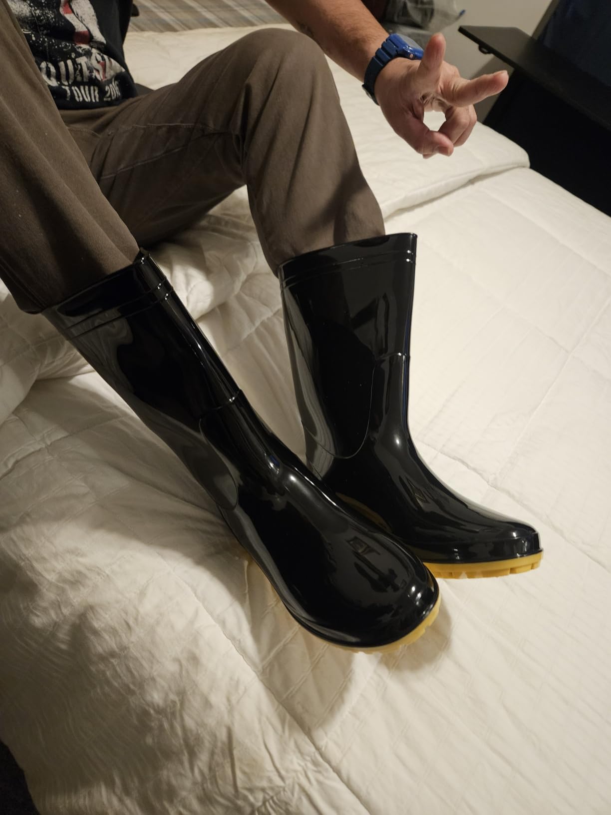 Comwarm Men's Mid-Calf Rain Boots, Waterproof Anti-Slip work Rubber Boots customer photo 1