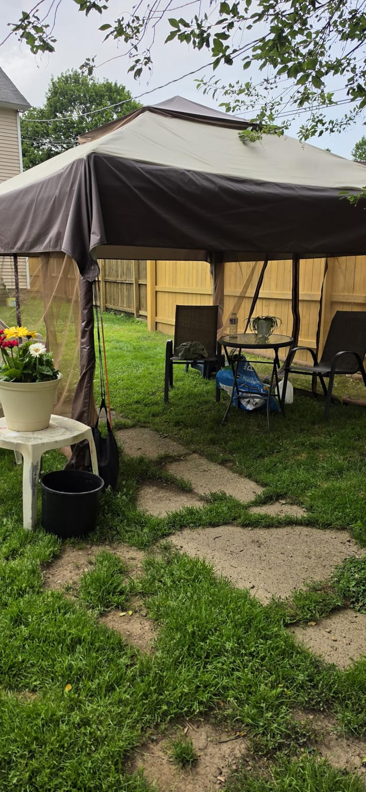 CROWN SHADES Gazebo 10x10 Pop Up Canopy with Mosquito Netting, Coffee customer photo 2
