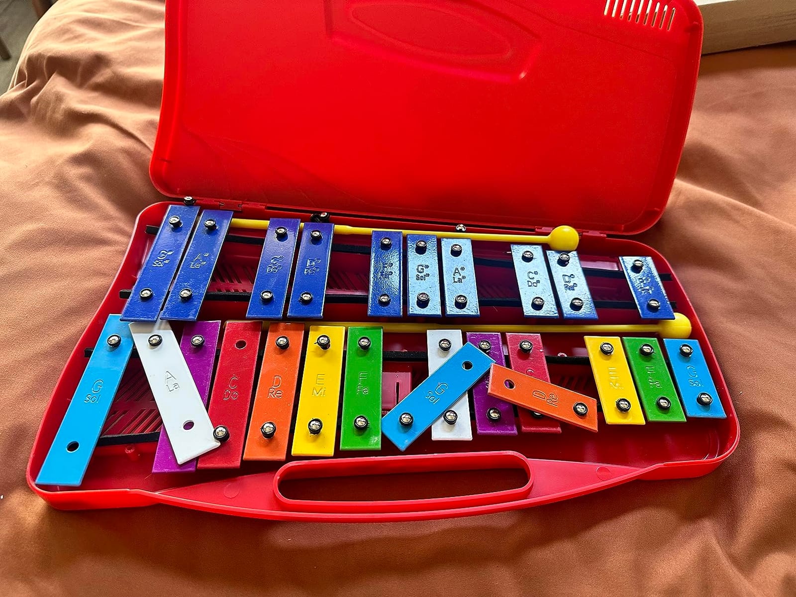 Soulmate Xylophone for Kids 25 note Xylophone Instrument Professional Glockenspiel Percussion with case and Two Safe Mallets for Beginners, Colorful Metal Keys,Music Teaching, Gifts(Blue) customer photo 2
