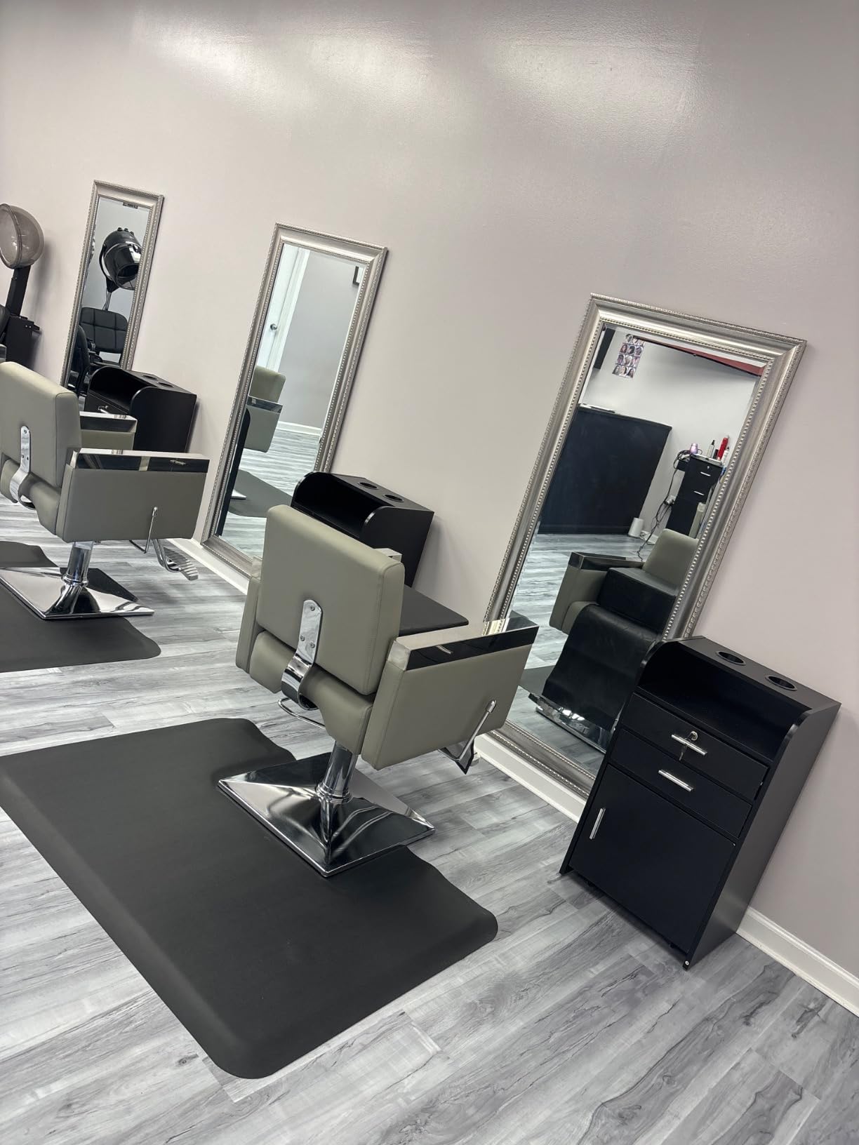 Salon Station,Trolley Cart with Wheels,Storage Cabinet,Black customer photo 2