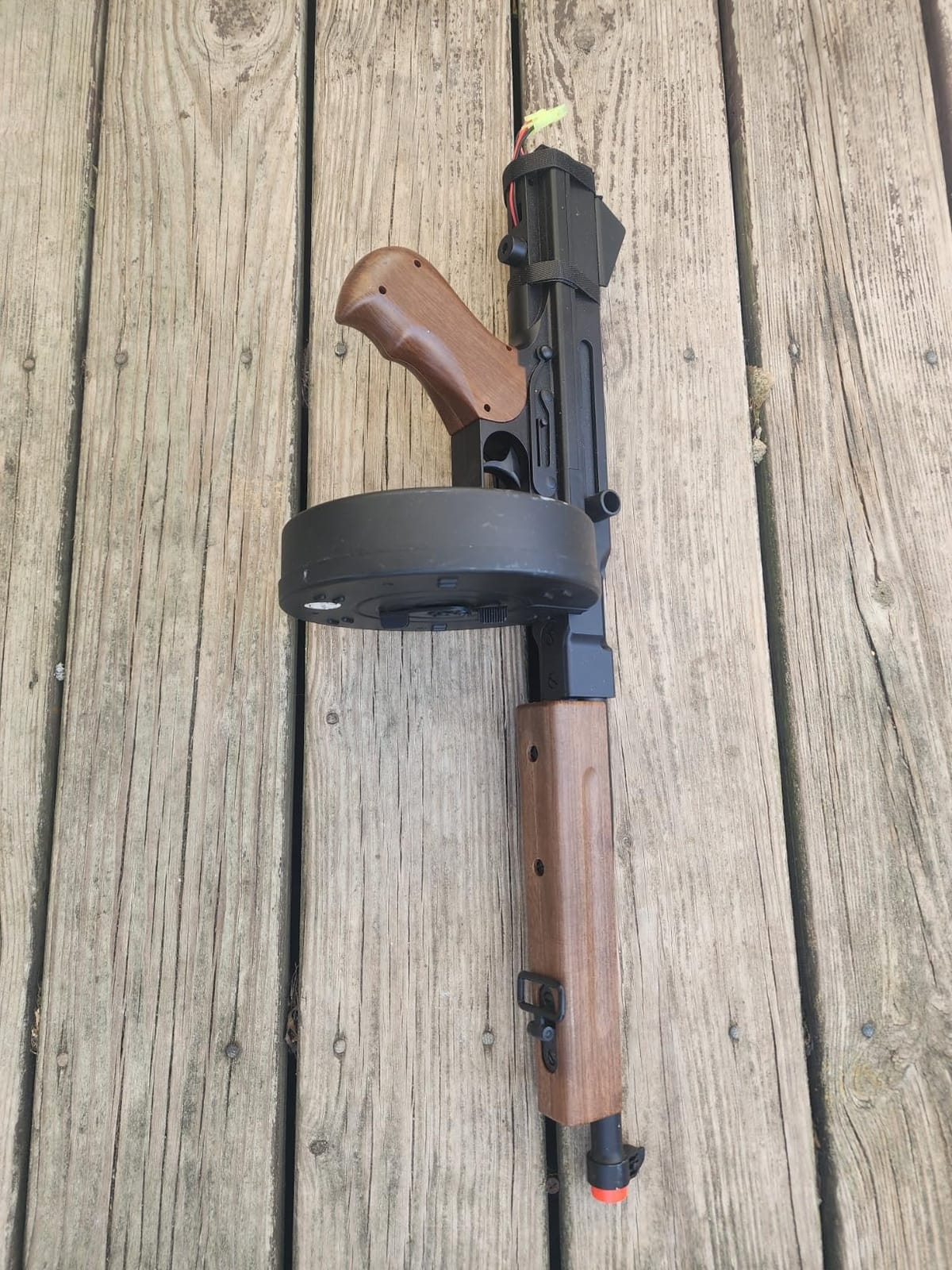 Airsoft Submachine Gun WW2 Chicago Typewriter M1A1 Full Auto Electric SMG AEG with Extra Drum Magazines, Battery and Charger customer photo 1