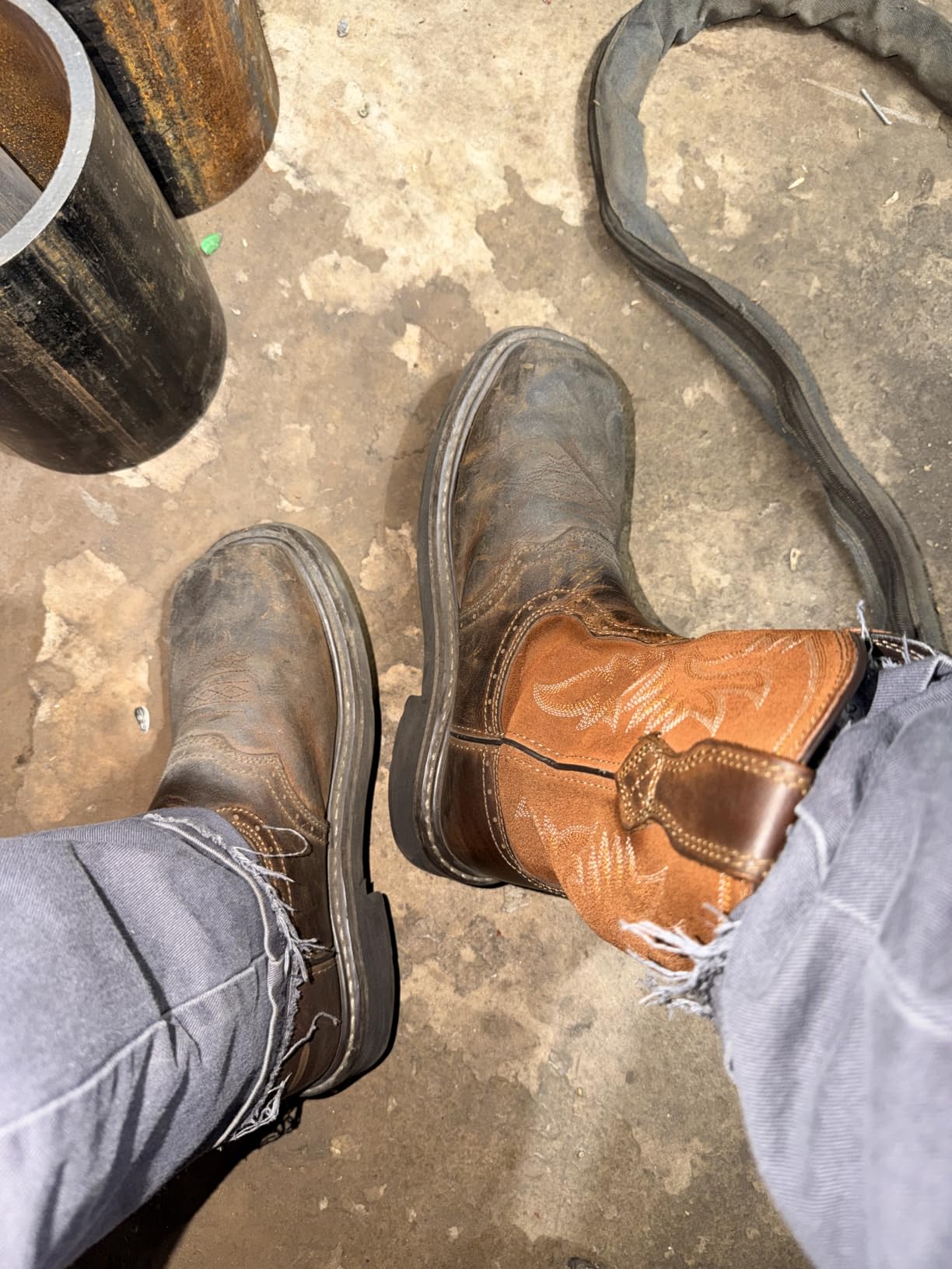 HISEA NINGO Steel Toe Work Boots for Men Square Toe Cowboy Boots Soft Toe customer photo 2