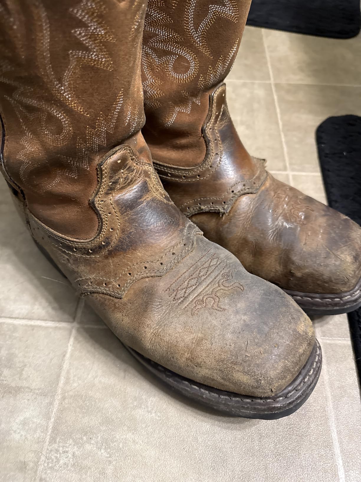 HISEA NINGO Steel Toe Work Boots for Men Square Toe Cowboy Boots Soft Toe customer photo 2