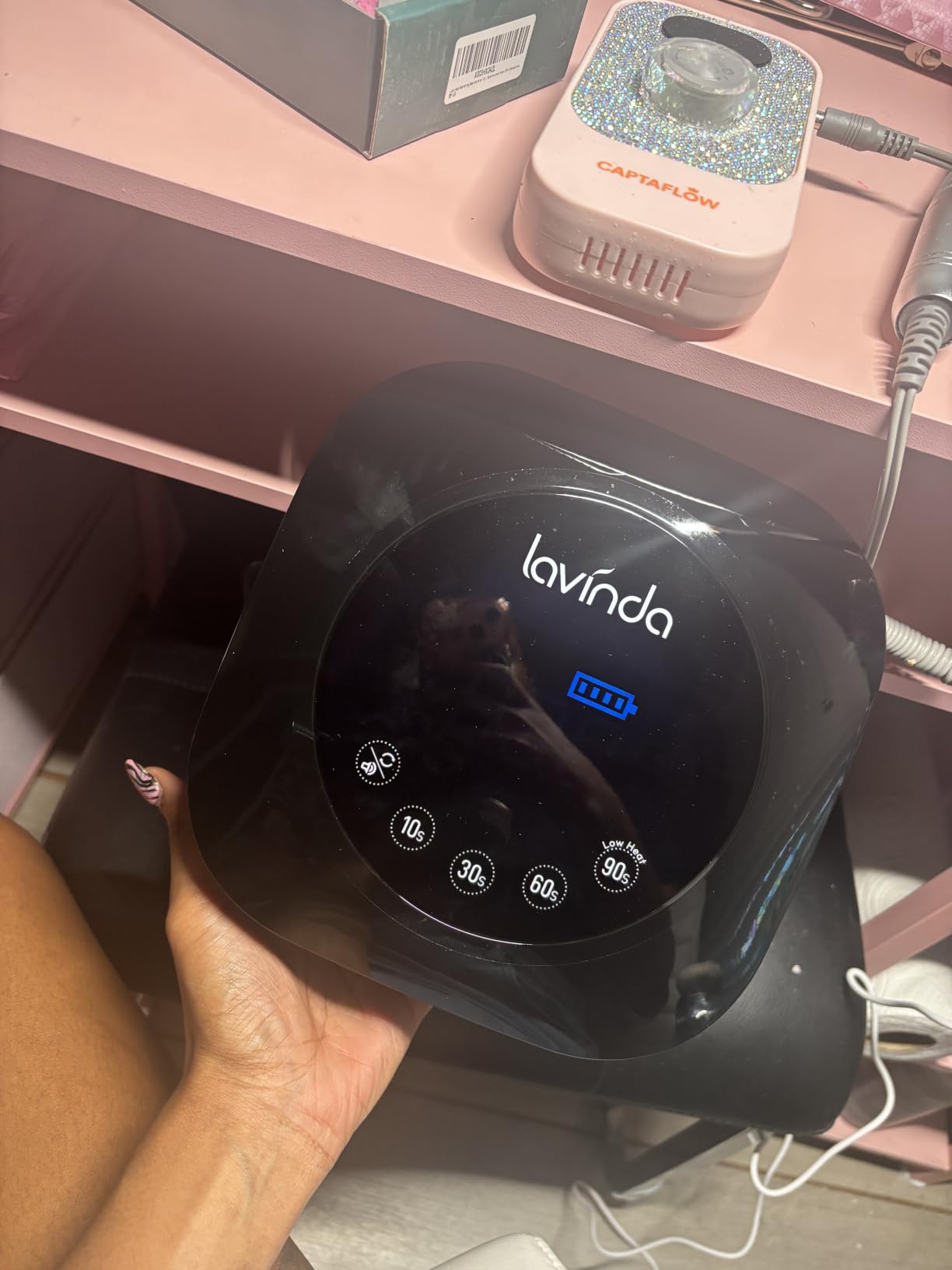 Lavinda UV Light for Gel Nails, Cordless Nail Lamp 54W Nail Dryer White customer photo 2