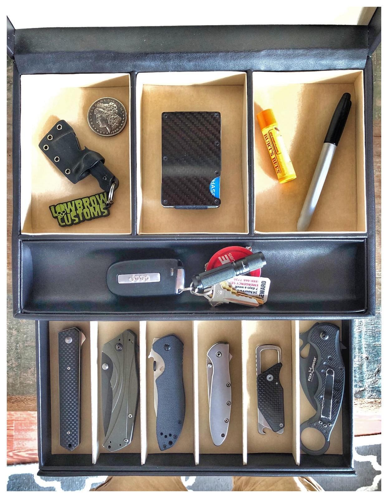 Stock Your Home Mens Valet Tray, Men's Jewelry Box, Night Stand Organizers and Storage, Bedside Table Organizer, Watch Box for Dresser, Faux Leather (Black & Gray) customer photo 1