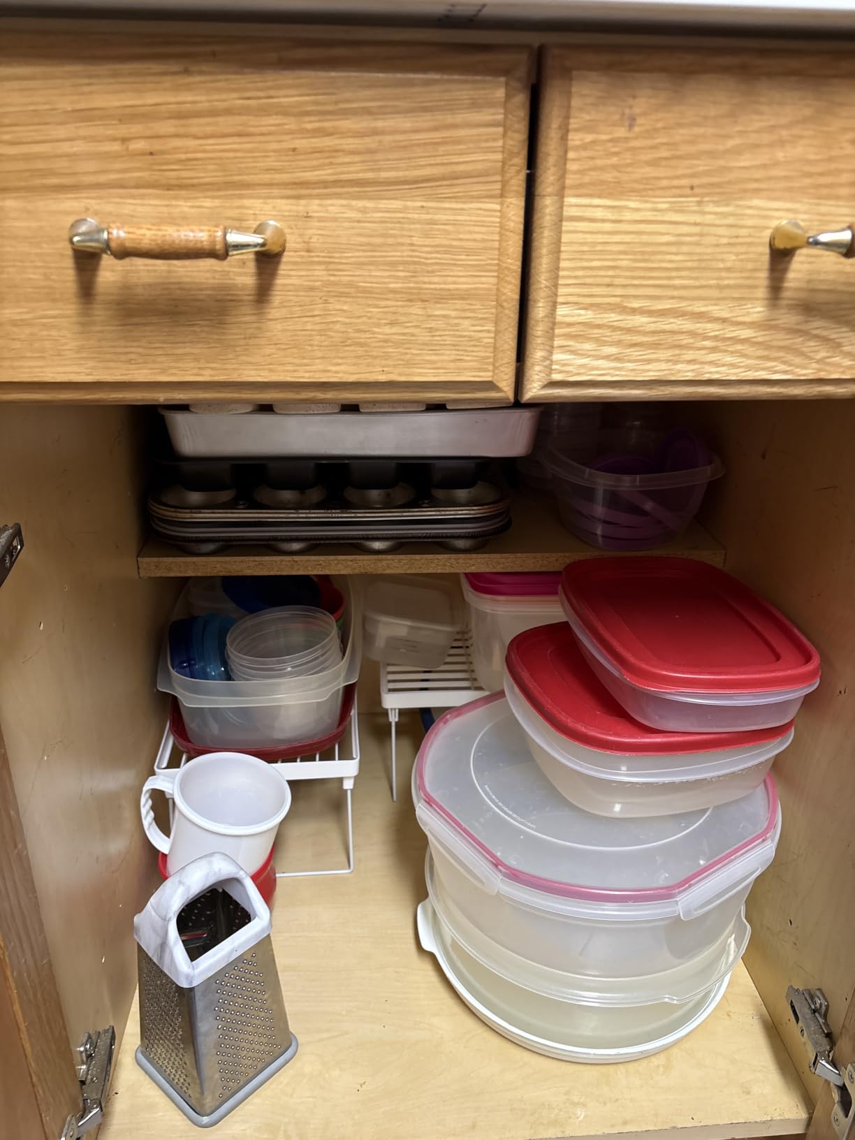 NiHome 4-Pack Stackable Plastic Kitchen Storage Shelf Foldable Rack, White customer photo 2