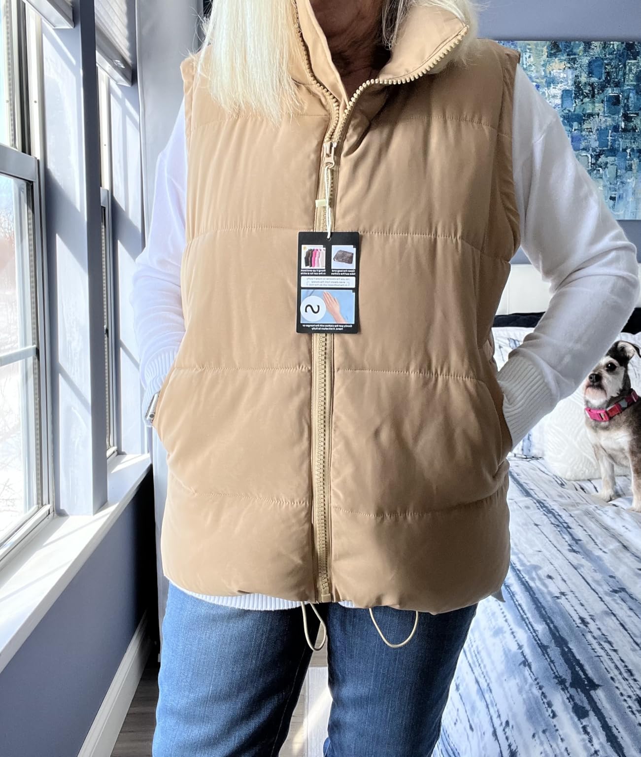 Athlisan Womens Zip Up Puffer Vest Stand Collar Sleeveless Padded Jacket Coat customer photo 1