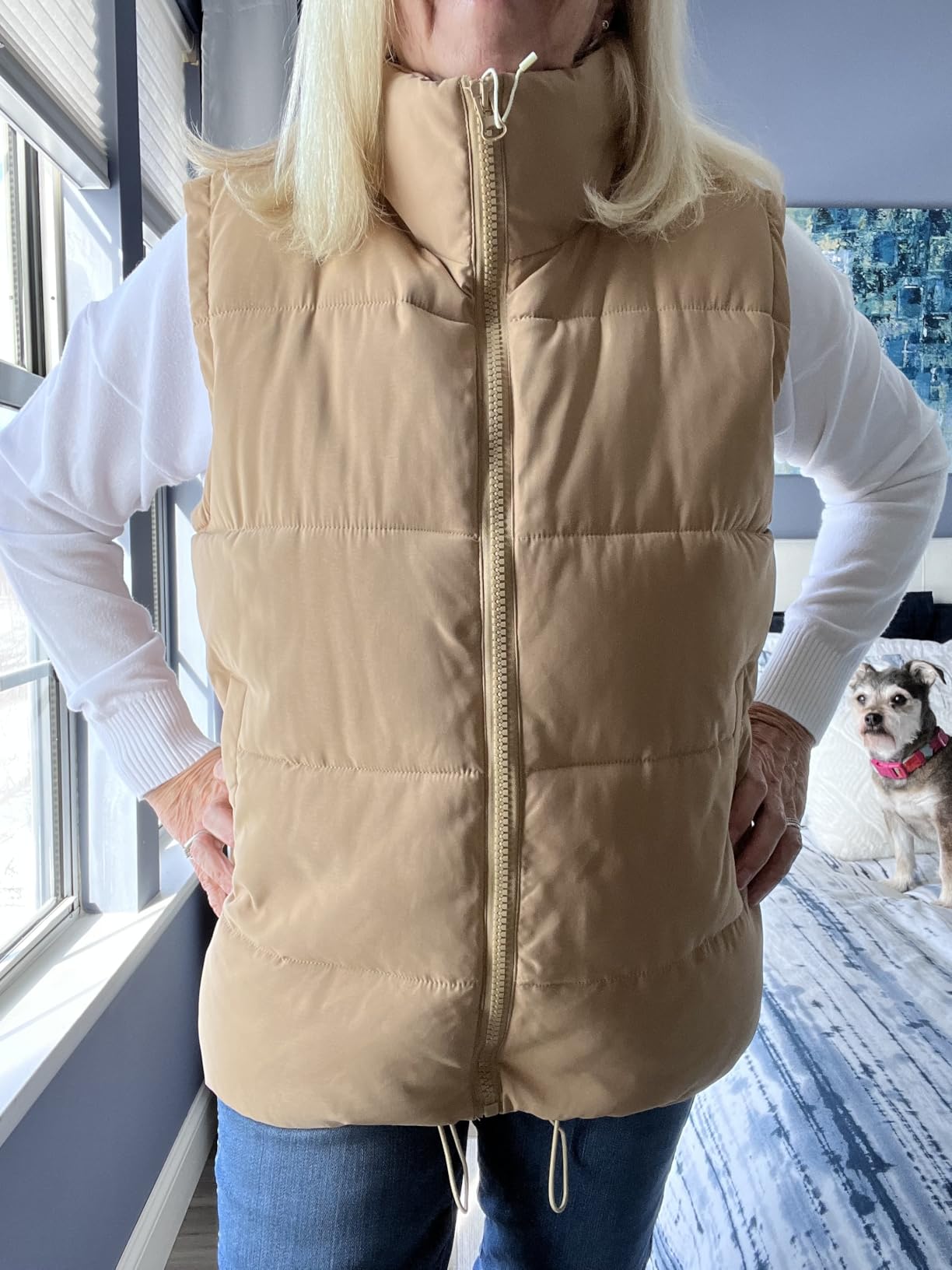 Athlisan Womens Zip Up Puffer Vest Stand Collar Sleeveless Padded Jacket Coat customer photo 2