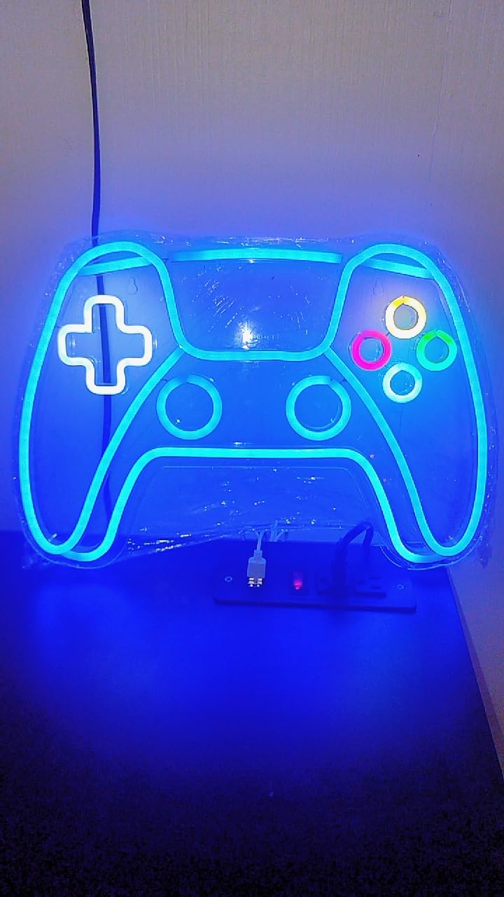 Gamer Neon Sign, Gamepad Shaped LED Neon Sign for Gamer Room Decor, Gaming Neon Sign for Boys Room Decor, Neon Gaming Sign for Gaming Wall Decor, USB Powered Gamer Gifts for Teens, Boys, Kids customer photo 1