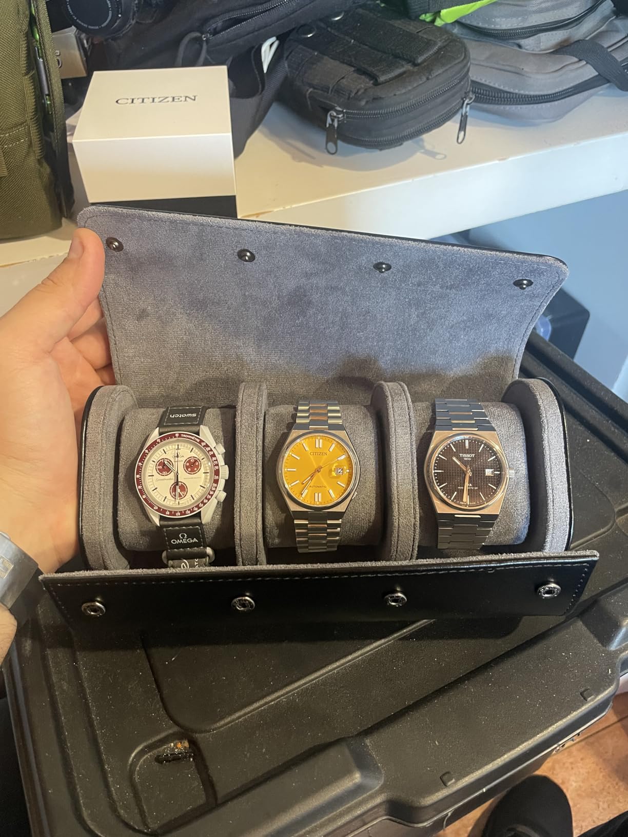 Watch Roll Travel Leather Case - Brown Single Watch Gift Box with Pillow for Men, Storage Organizer & Solid Dividers for Home Storage,Anniversary Birthday customer photo 1