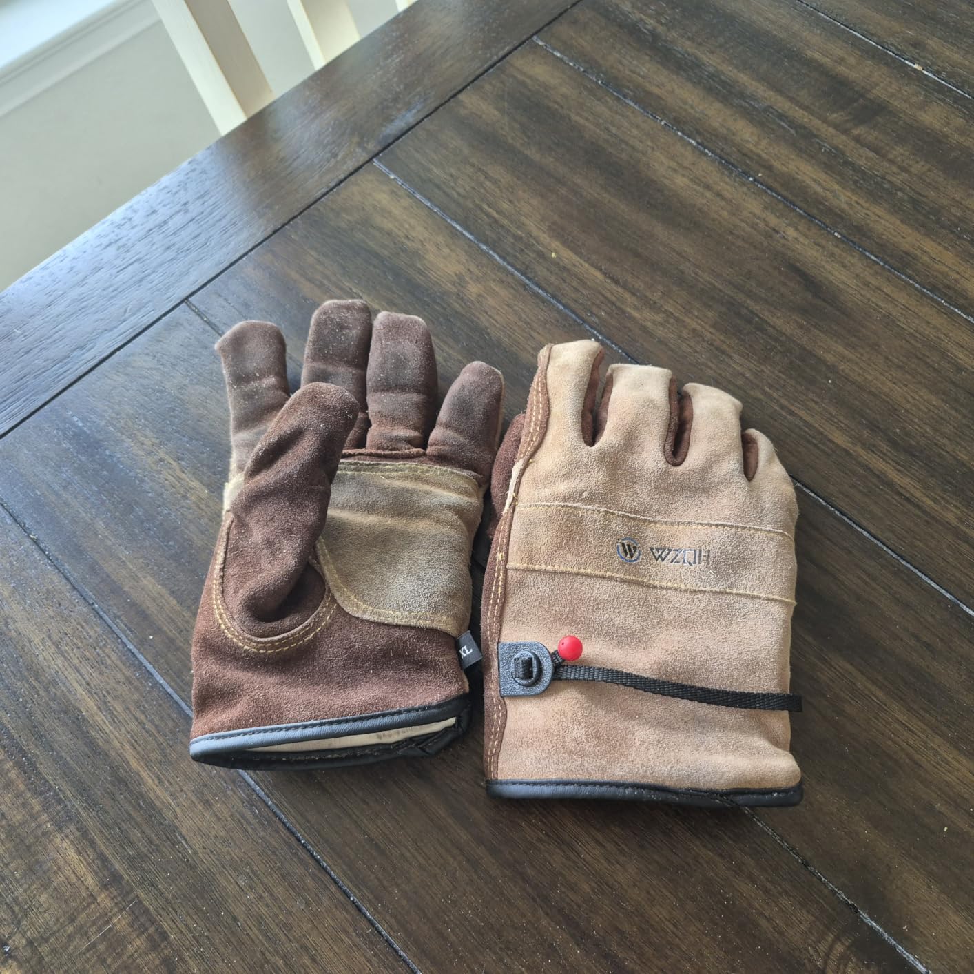 WZQH Leather Work Gloves for Men or Women.Gardening,Welding,Coffee-grey XL customer photo 2