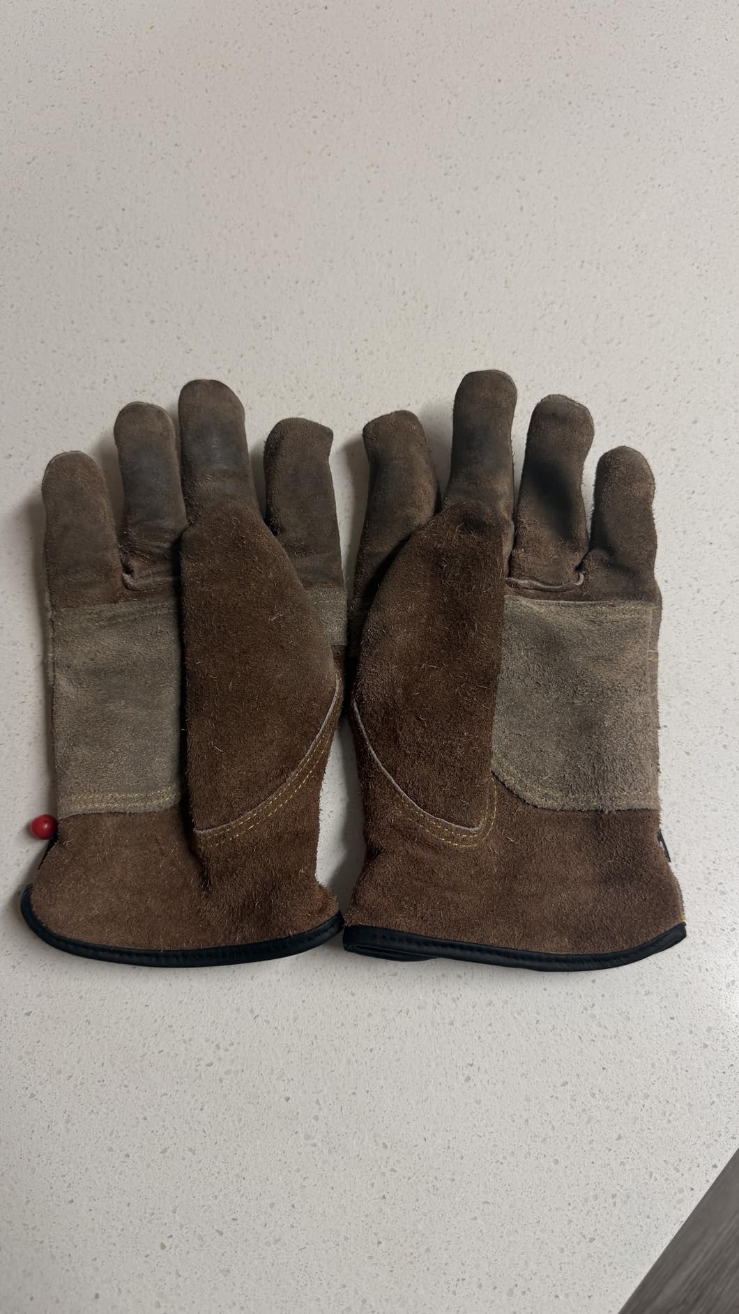 WZQH Leather Work Gloves for Men or Women.Gardening,Welding,Coffee-grey L customer photo 2
